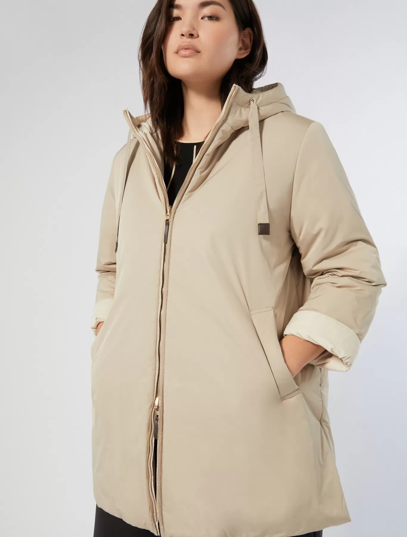 Marina Rinaldi Doudounes | Doudounes>Parka réversible en toile technique déperlante BEIGE