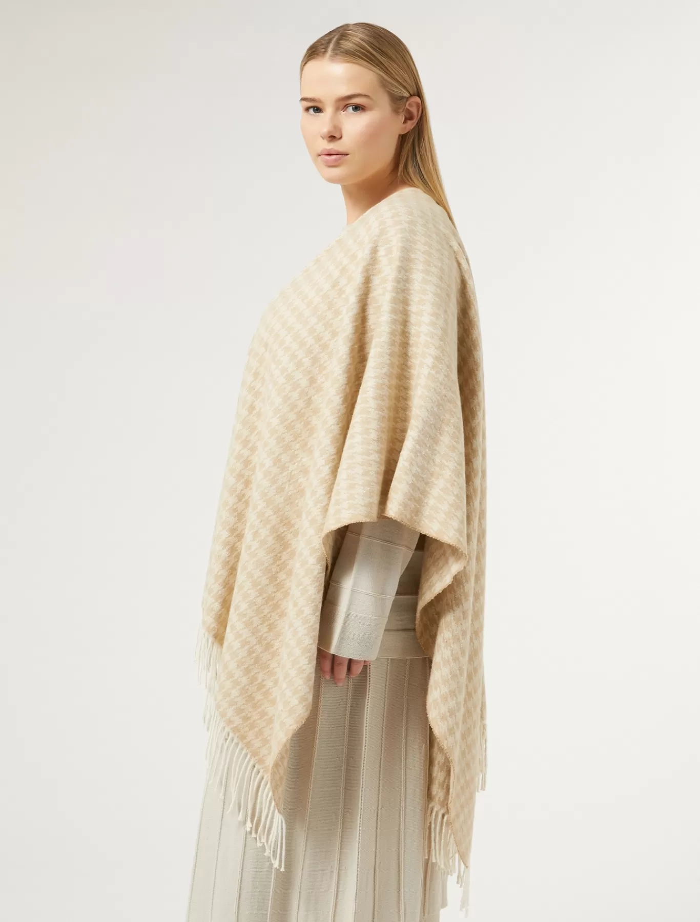 Marina Rinaldi Accessoires | Accessoires>Poncho en tissu teint en fil BEIGE