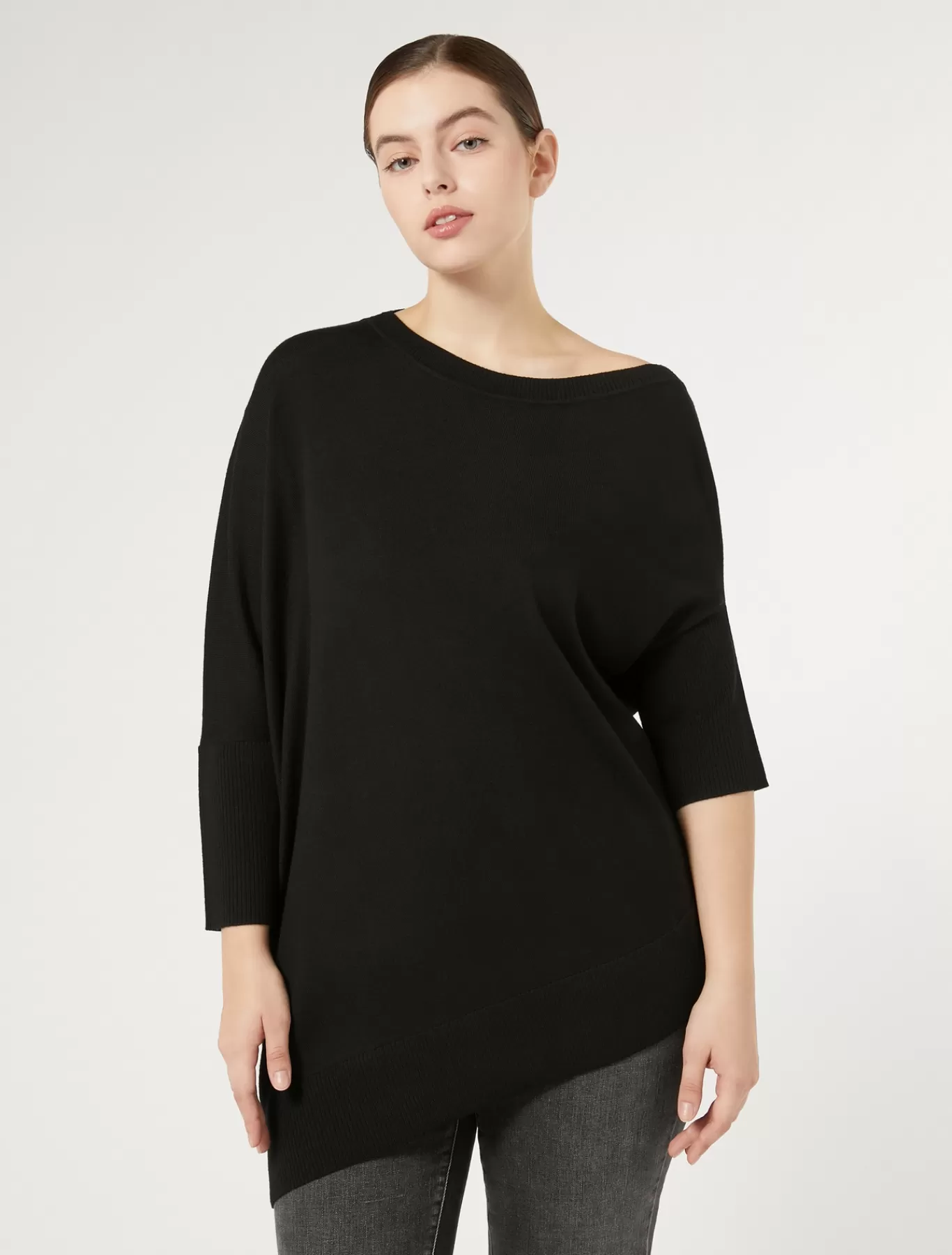 Marina Rinaldi Pulls | Pulls>Pull asymétrique en laine NOIR