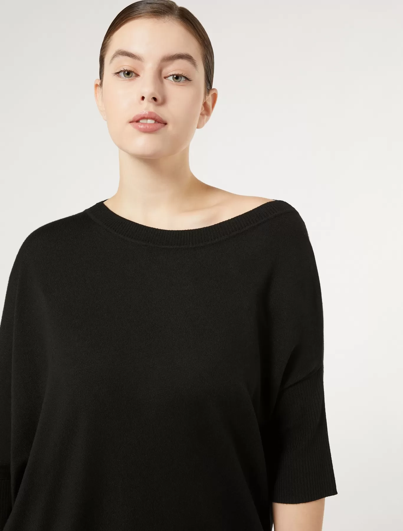 Marina Rinaldi Pulls | Pulls>Pull asymétrique en laine NOIR