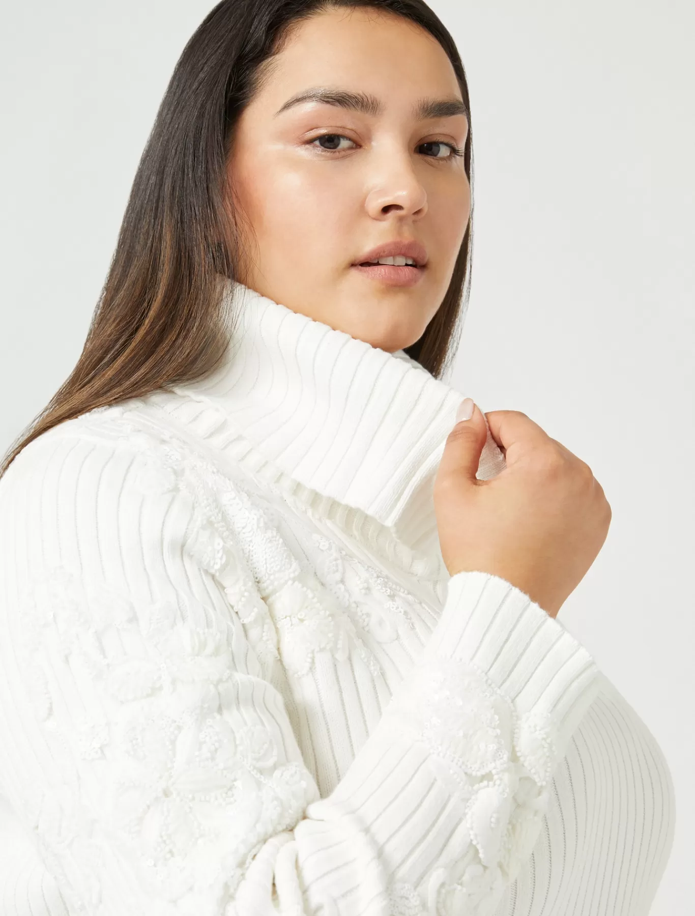 Marina Rinaldi Pulls | Pulls>Pull en coton avec broderies BLANCNEUTRE