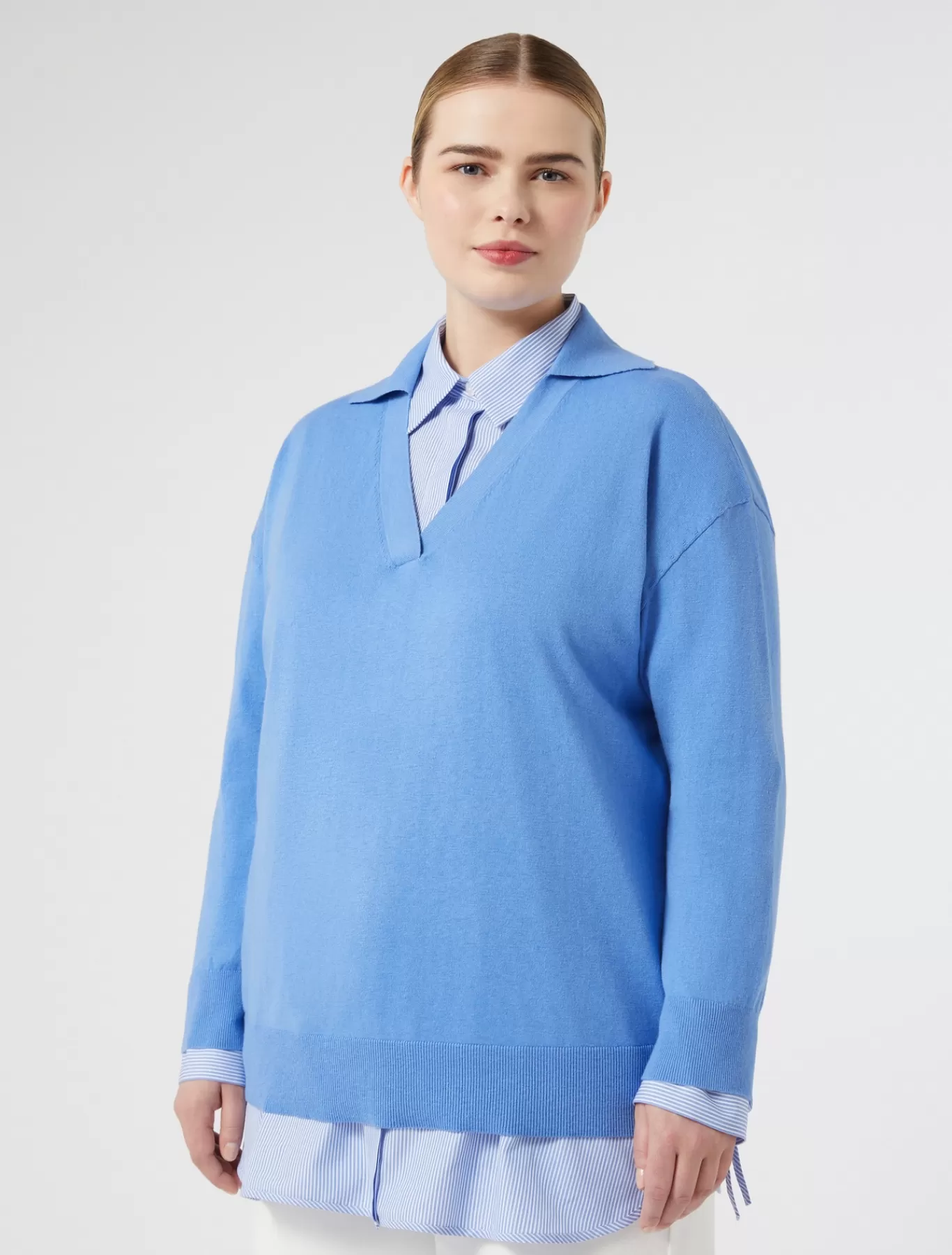 Marina Rinaldi Pulls | Pulls>Pull en coton cachemire GRISBLEU