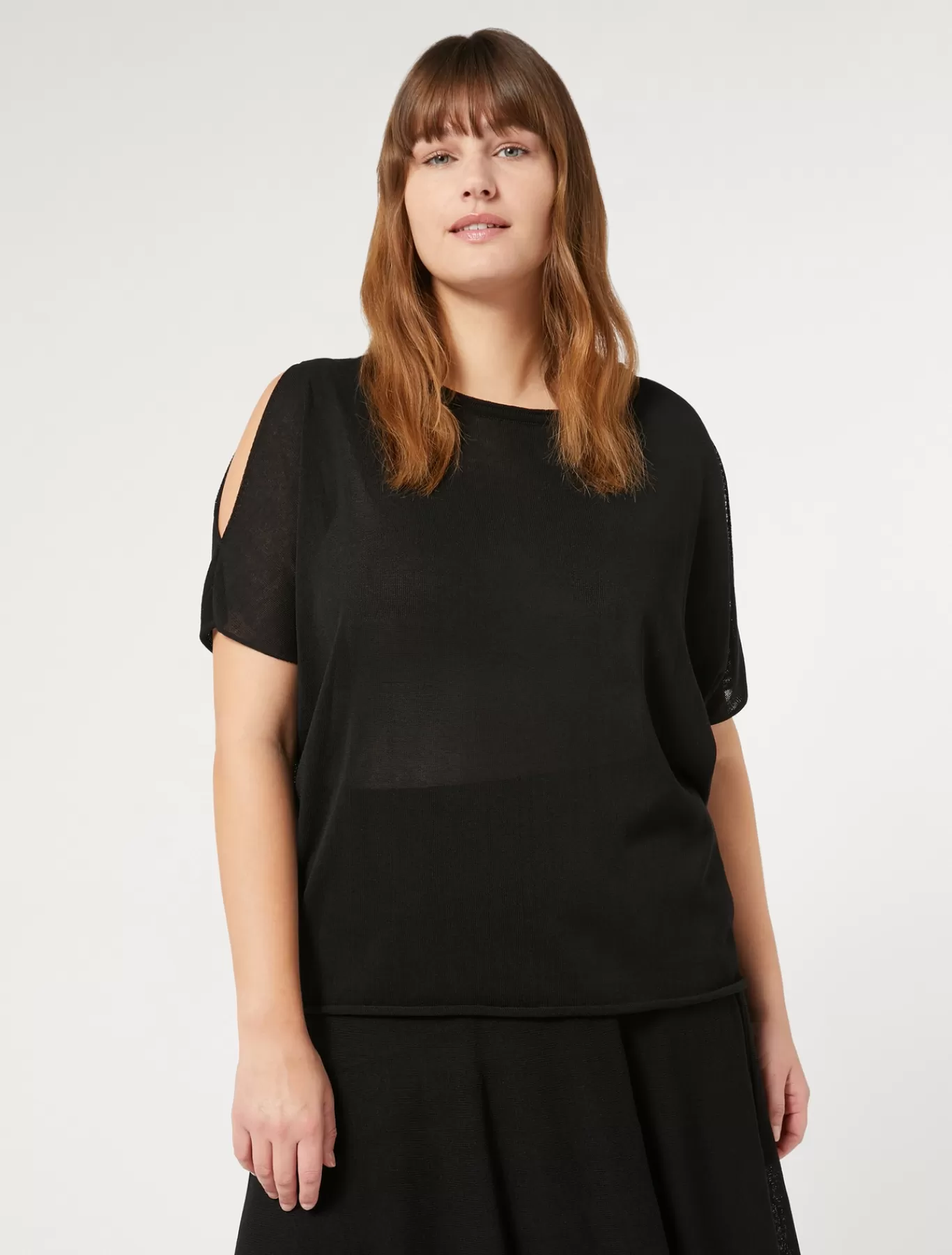 Marina Rinaldi Pulls | Pulls>Pull en crêpe de viscose NOIR