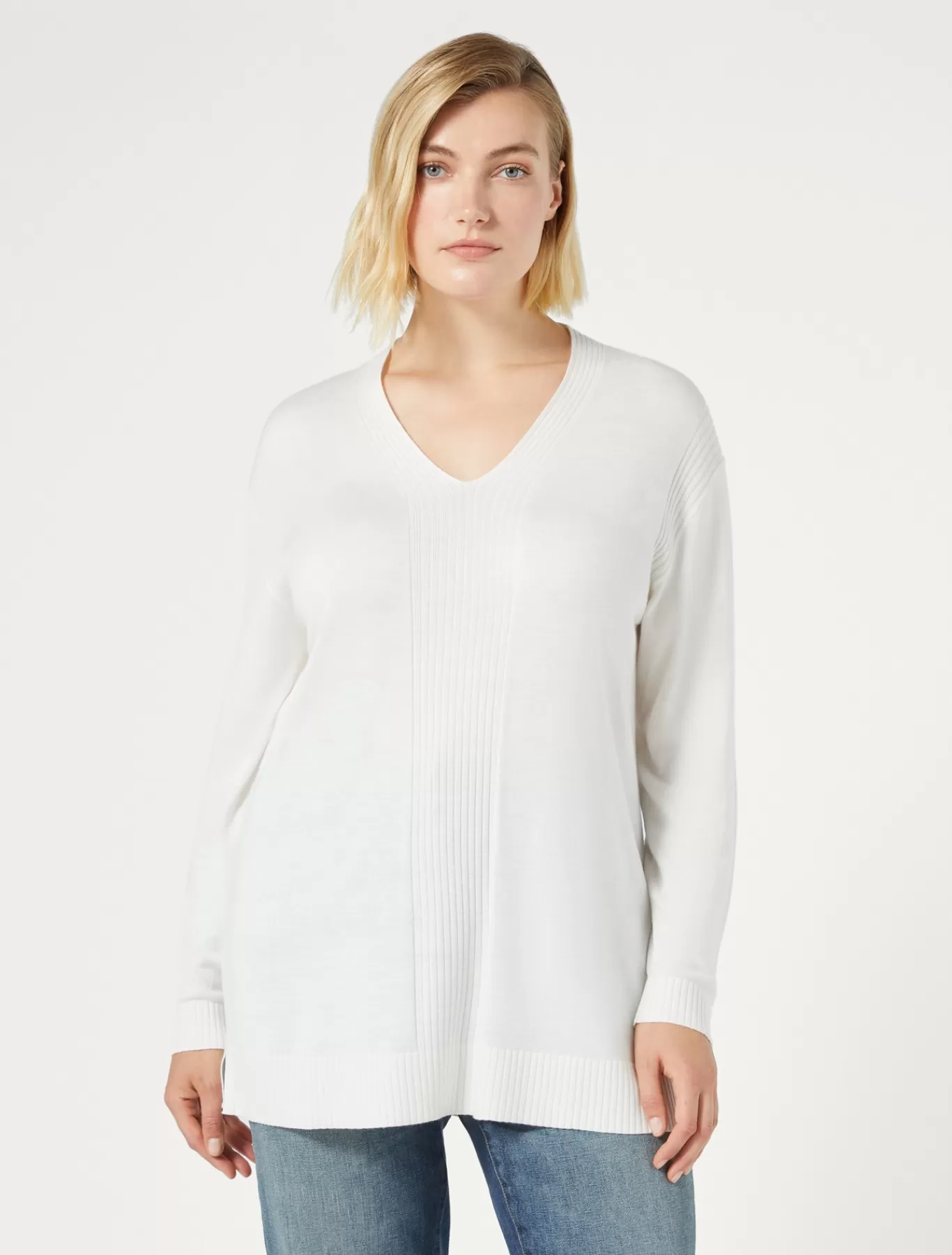 Marina Rinaldi Pulls | Pulls>Pull en fil de viscose BLANC