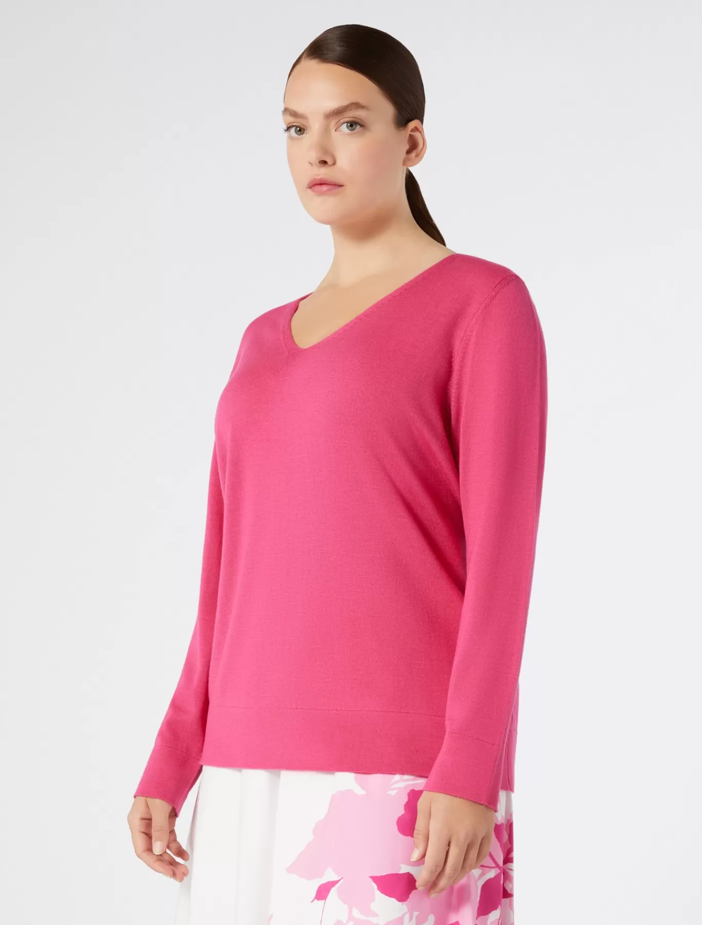 Marina Rinaldi Pulls | Pulls>Pull en laine FUCHSIA