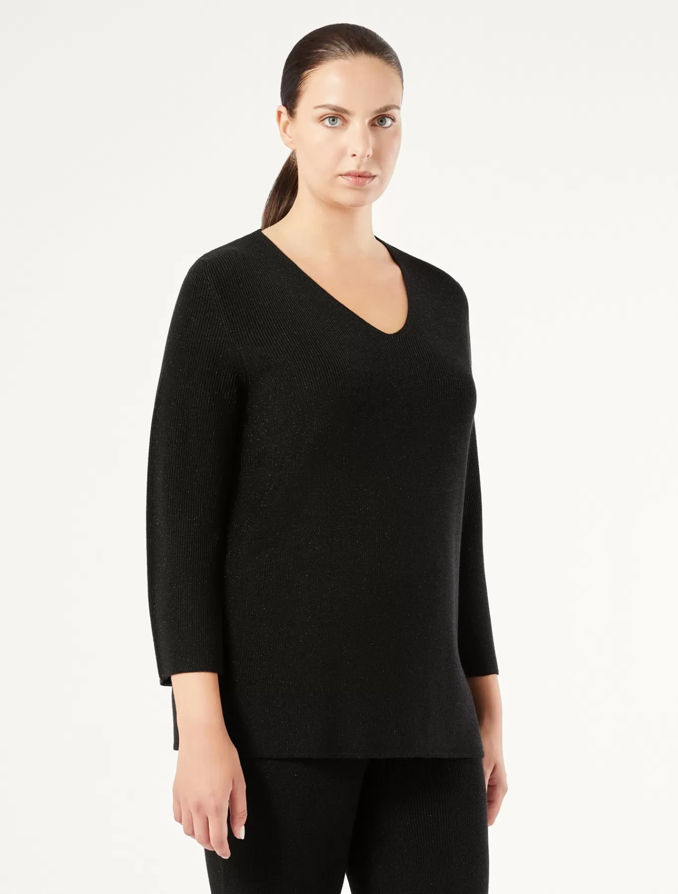 Marina Rinaldi Pulls | Pulls>Pull en laine et lurex NOIR