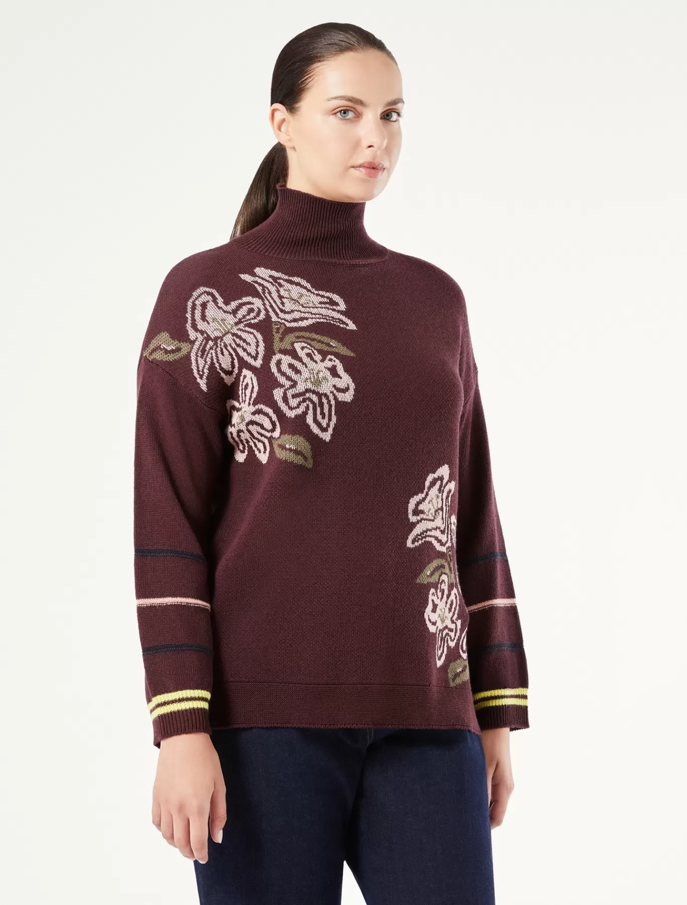 Marina Rinaldi Pulls | Pulls>Pull en laine mélangée AUBERGINE