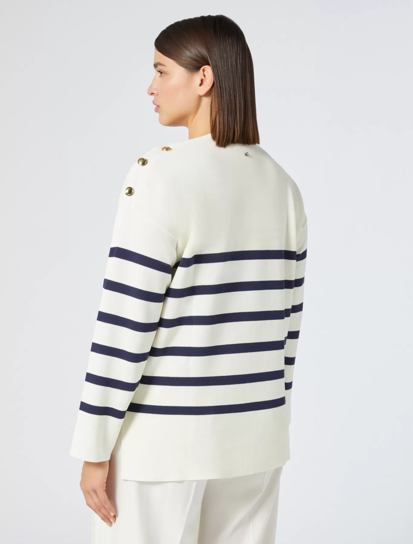 Marina Rinaldi Pulls | Pulls>Pull en mélange de coton IVOIRE