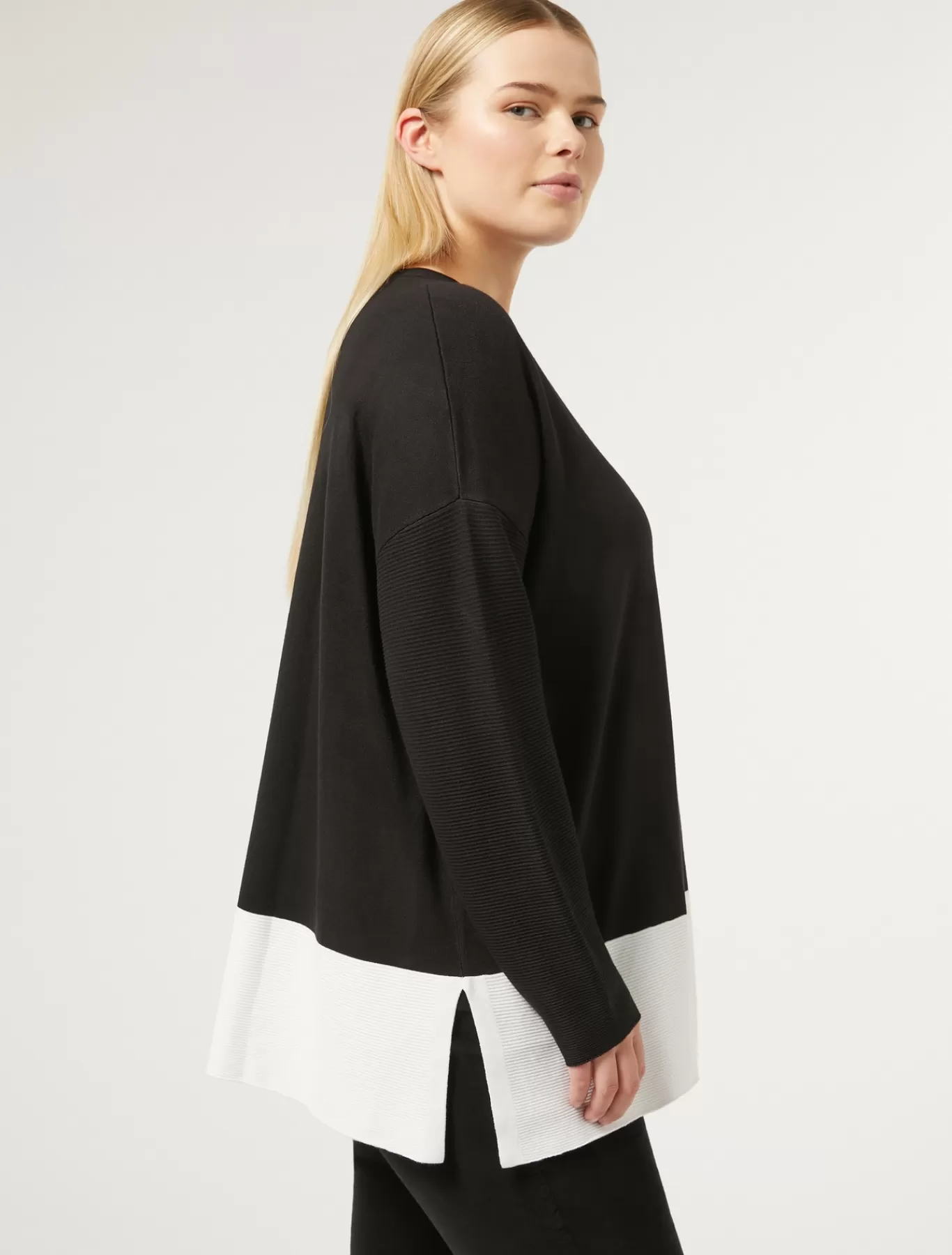 Marina Rinaldi Pulls | Pulls>Pull en viscose stretch NOIRBLANC