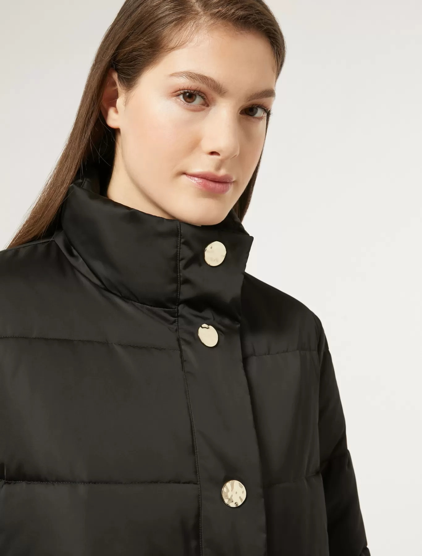 Marina Rinaldi Doudounes | Doudounes>Rembourré en satin imperméable NOIR