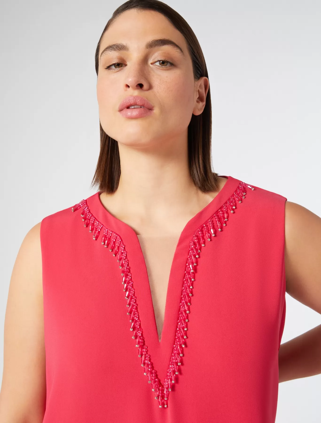 Marina Rinaldi Robes | Robes>Robe en cady triacétate FUCHSIA