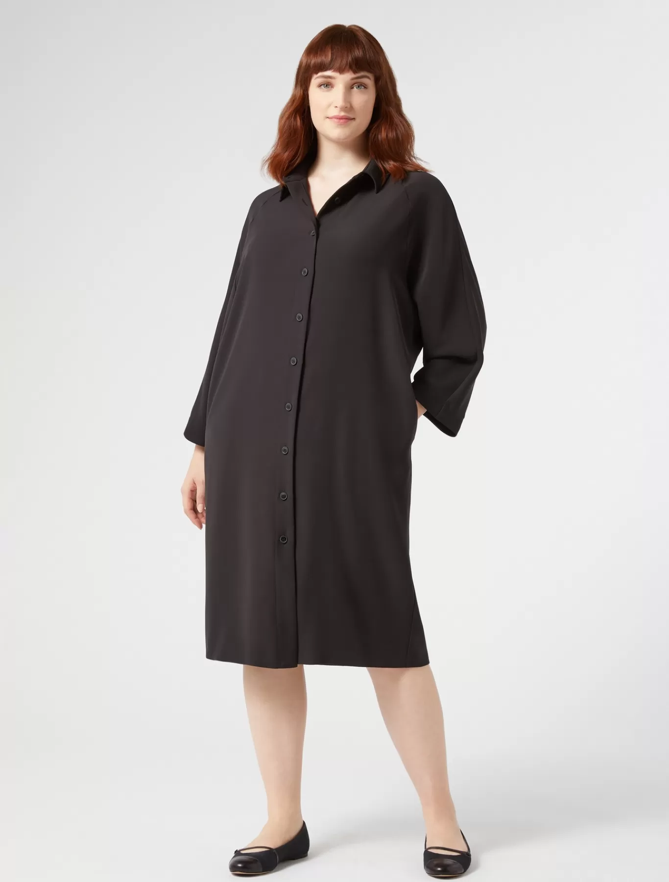 Marina Rinaldi Robes | Robes>Robe en crêpe envers satin NOIR