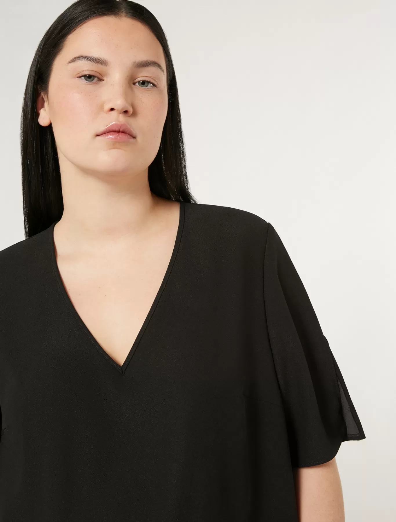 Marina Rinaldi Robes | Robes>Robe en crêpe envers satin NOIR