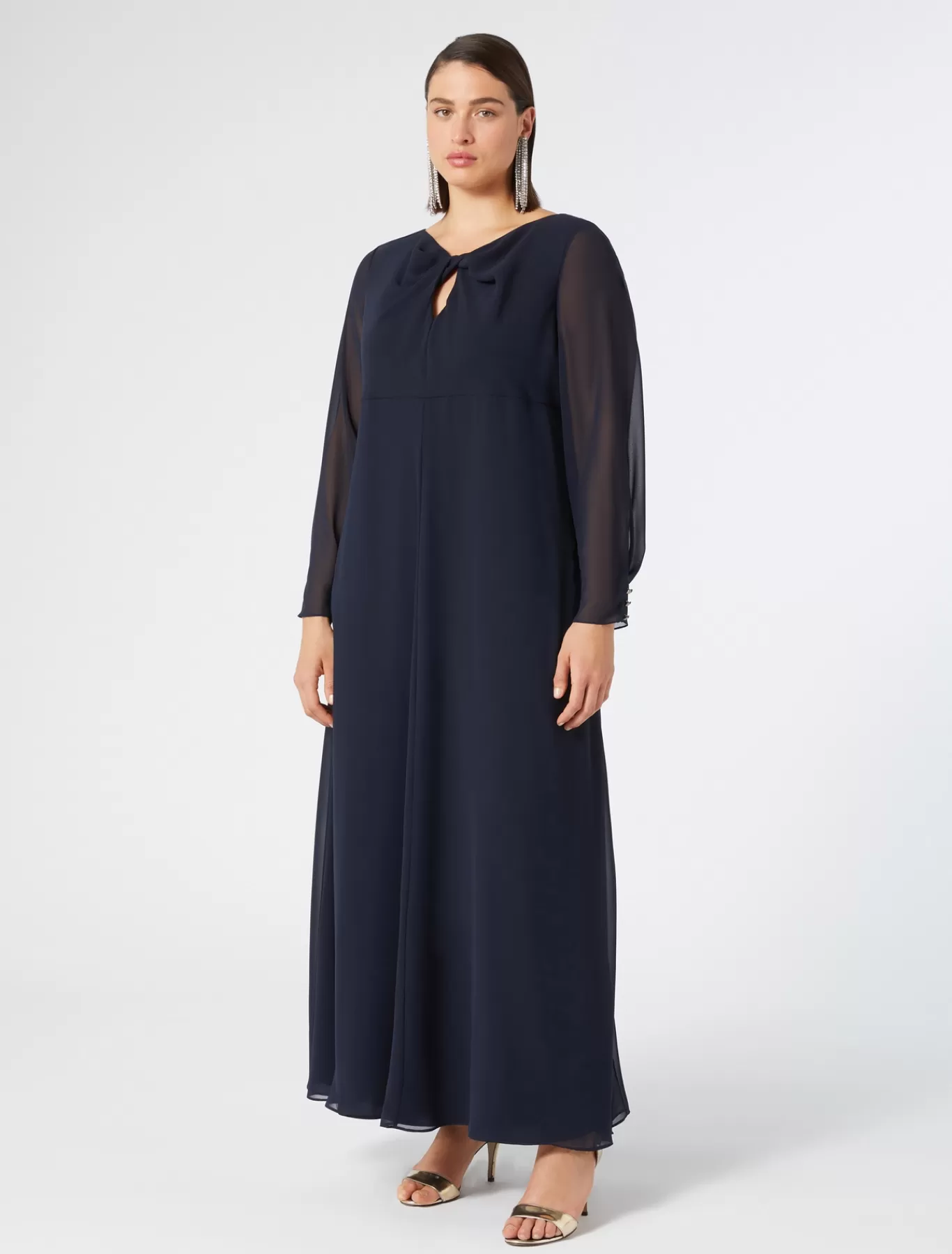 Marina Rinaldi Robes | Robes>Robe en crêpe georgette BLEUNUIT