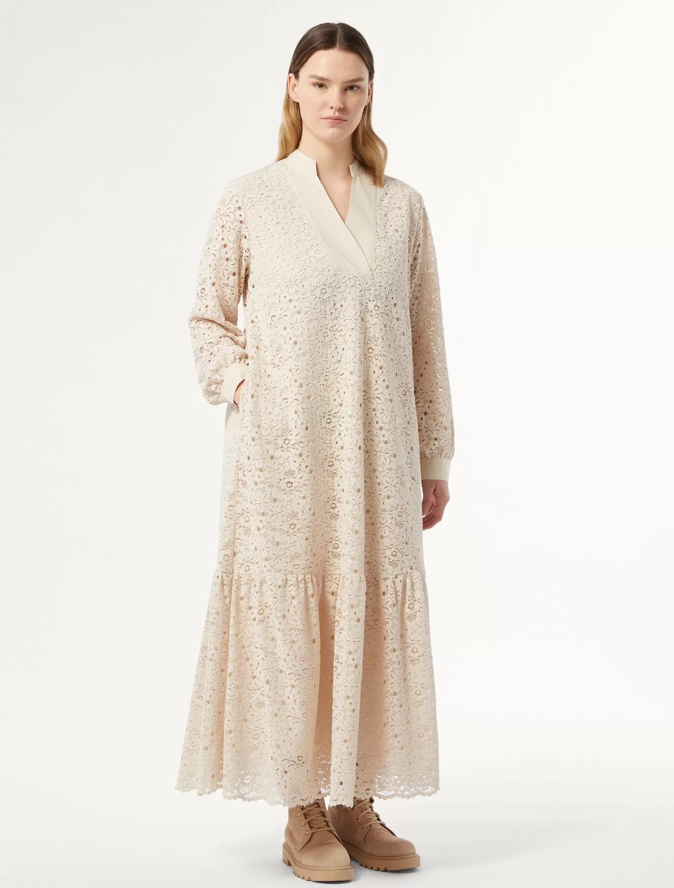 Marina Rinaldi Robes | Robes>Robe en dentelle de chenille NATUREL