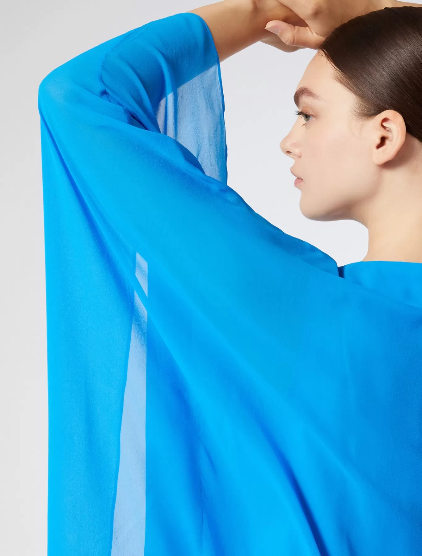 Marina Rinaldi Robes | Robes>Robe en georgette de soie BLEUET