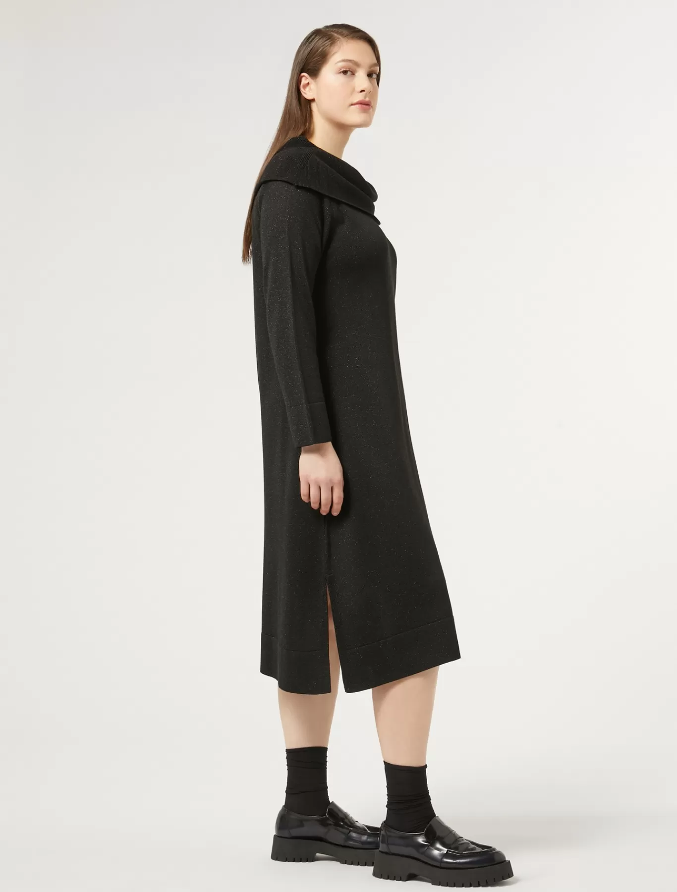 Marina Rinaldi Robes | Robes>Robe en laine et lurex NOIR