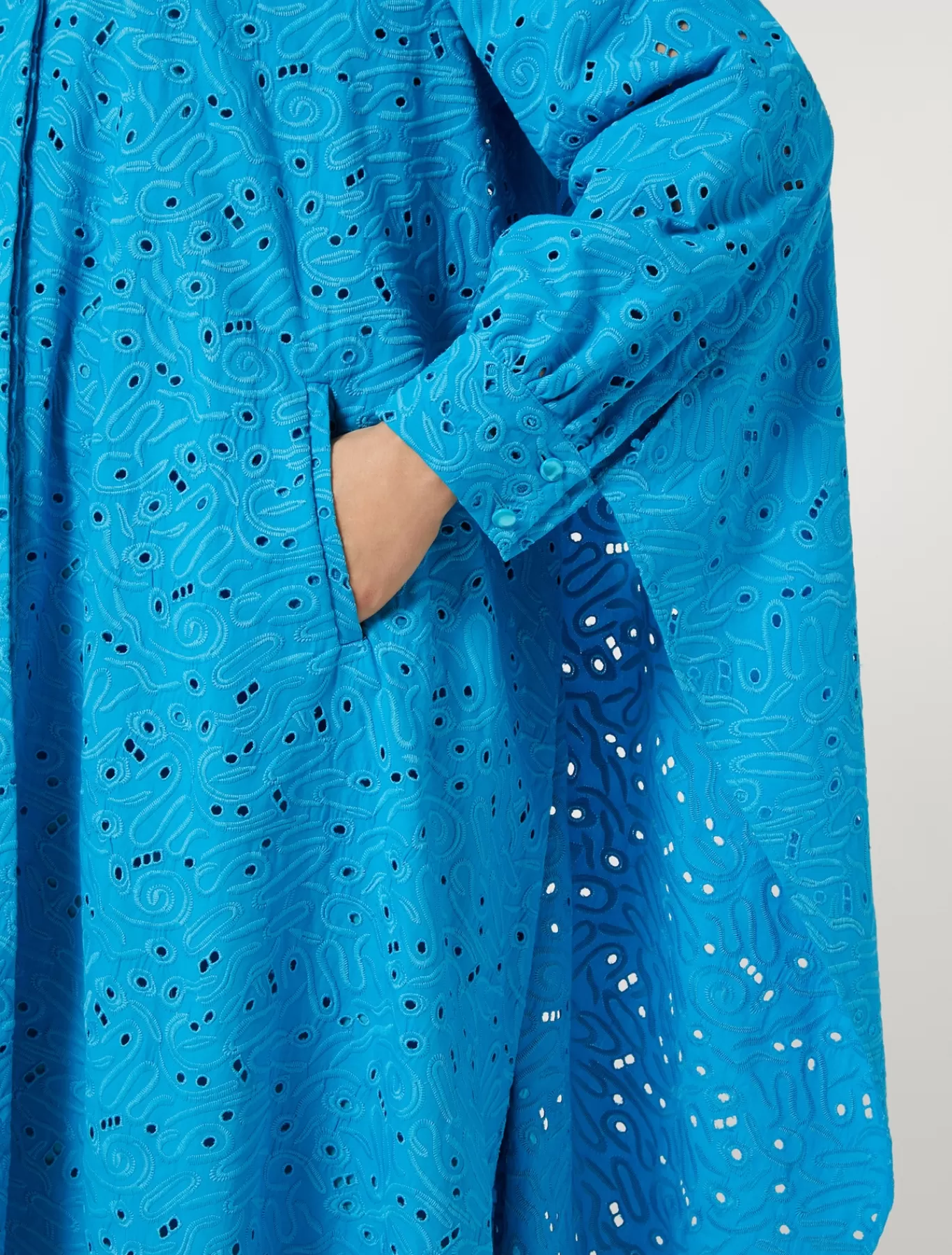 Marina Rinaldi Robes | Robes>Robe en popeline et dentelle sangallo TURQUOISE