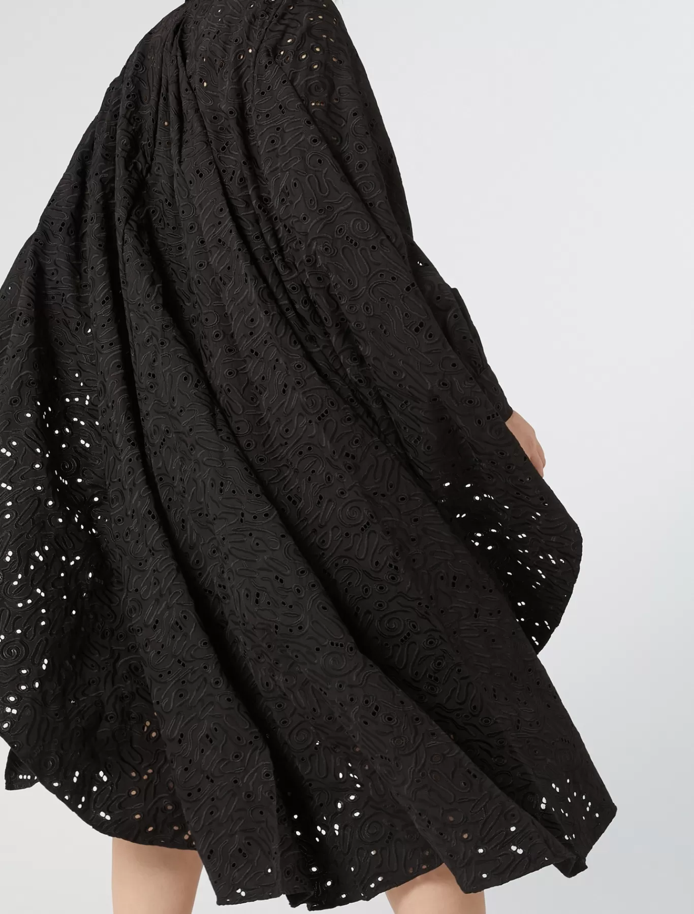 Marina Rinaldi Robes | Robes>Robe en popeline et dentelle sangallo NOIR