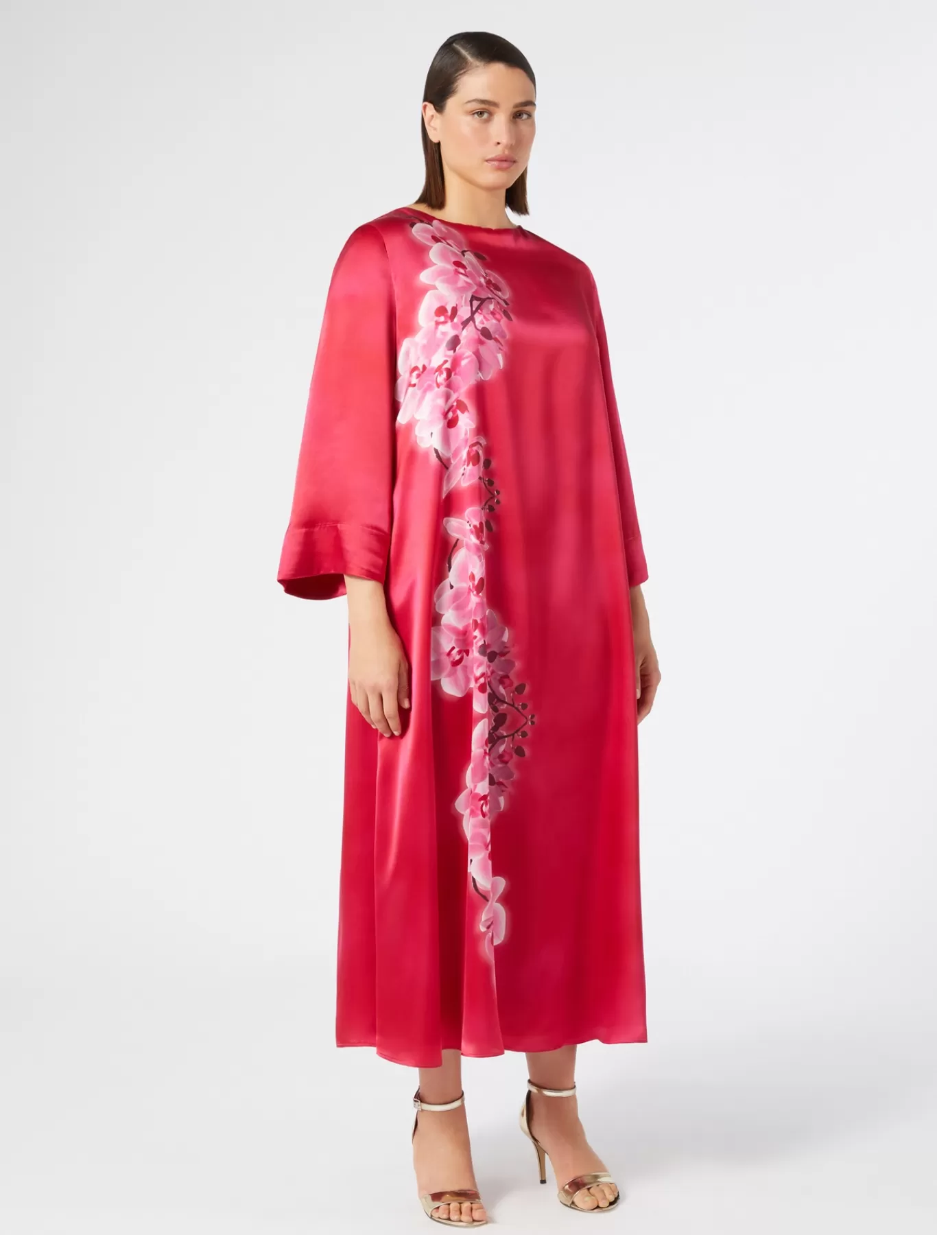 Marina Rinaldi Robes | Robes>Robe en satin de soie FUCHSIA