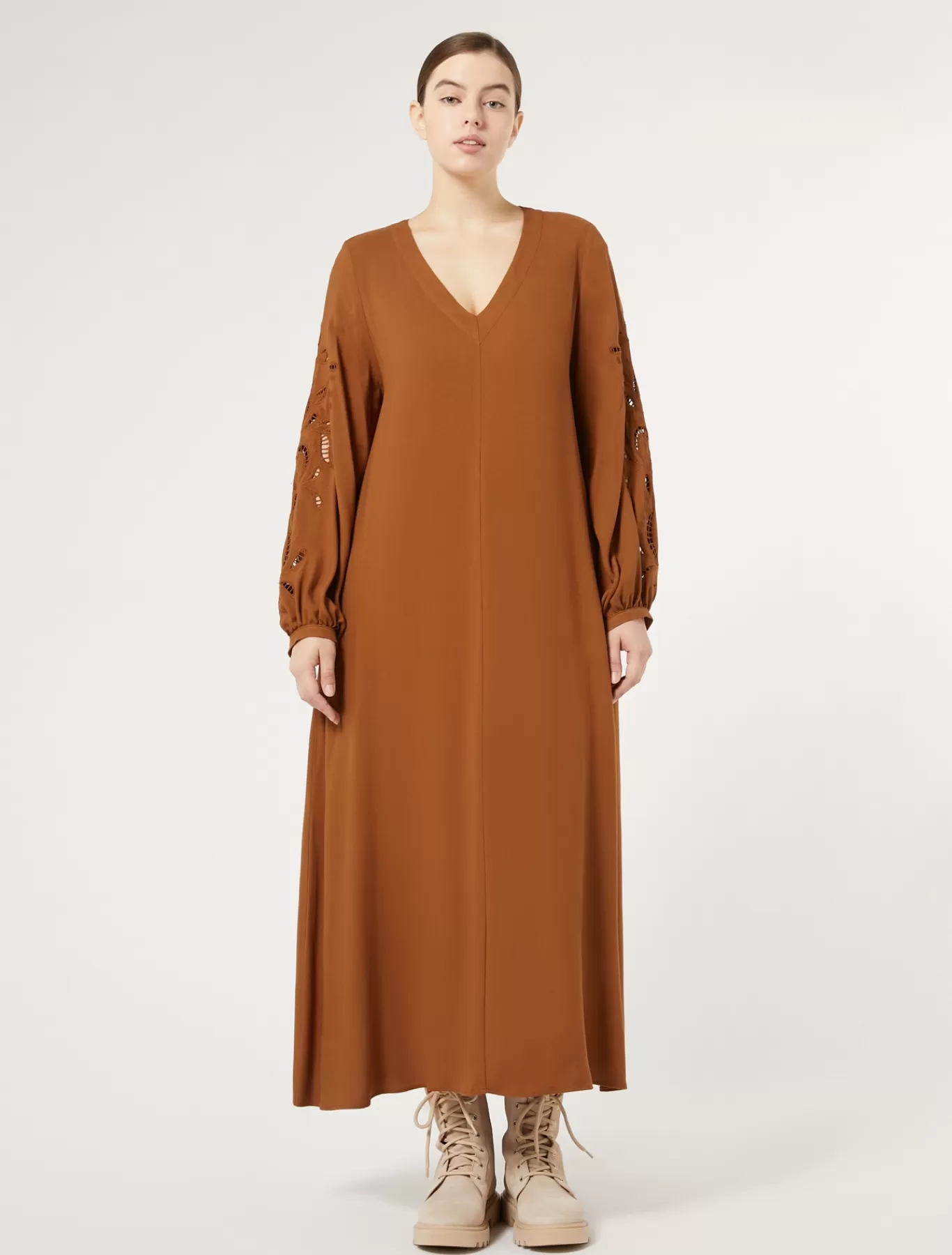 Marina Rinaldi Robes | Robes>Robe en sergé de viscose BRONZE