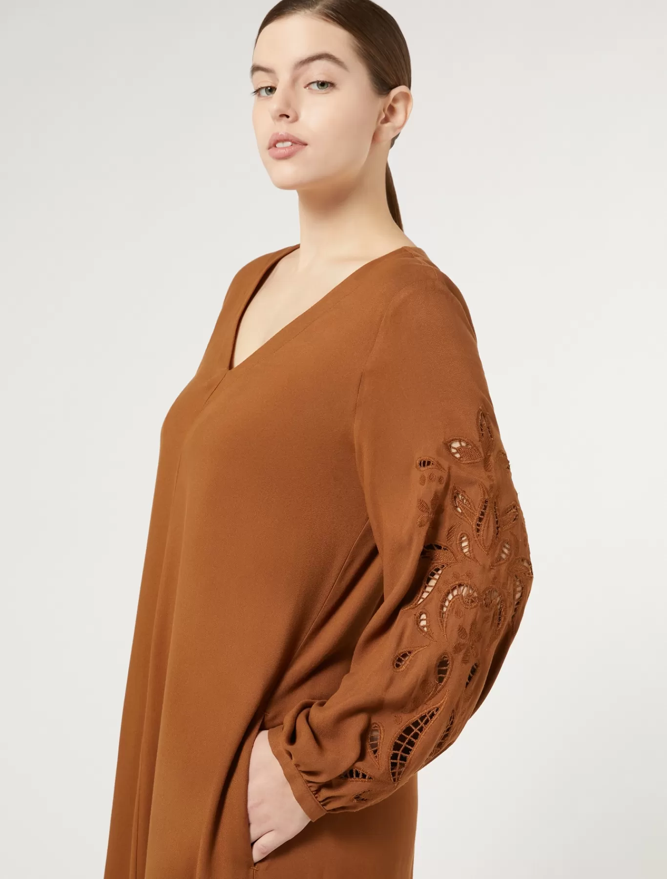 Marina Rinaldi Robes | Robes>Robe en sergé de viscose BRONZE