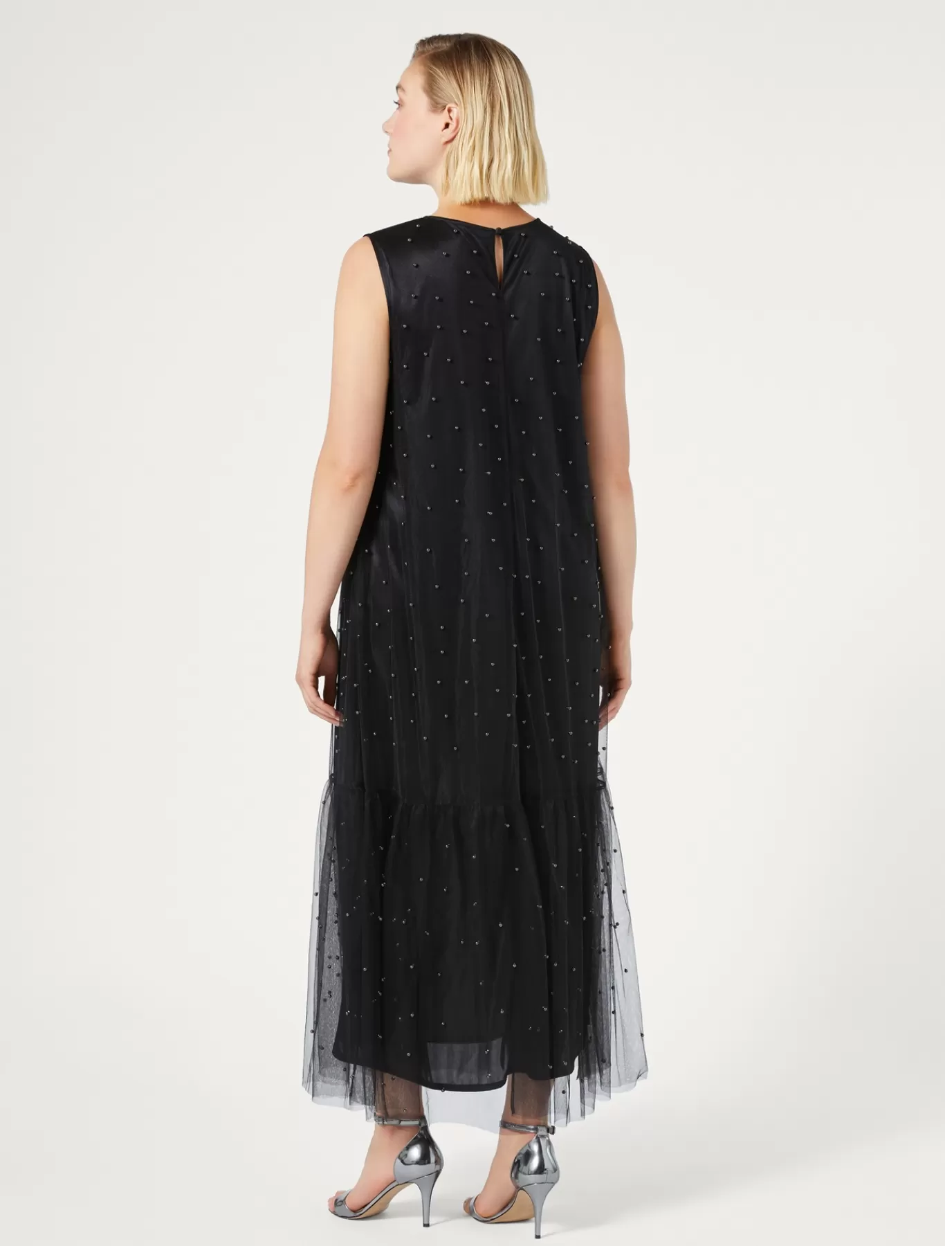 Marina Rinaldi Robes | Robes>Robe en tulle avec broderie NOIR