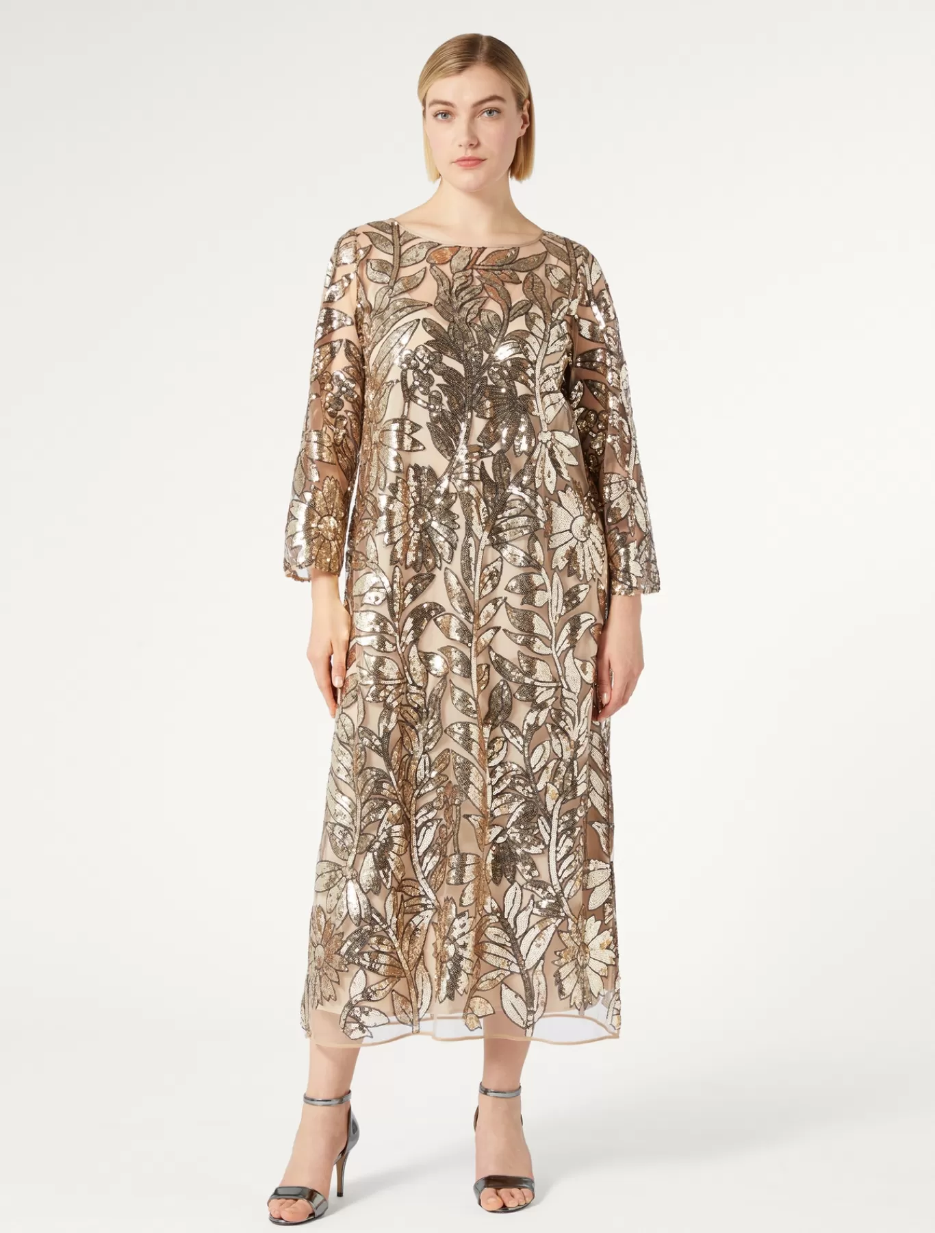 Marina Rinaldi Robes | Robes>Robe en tulle avec paillettes BEIGE