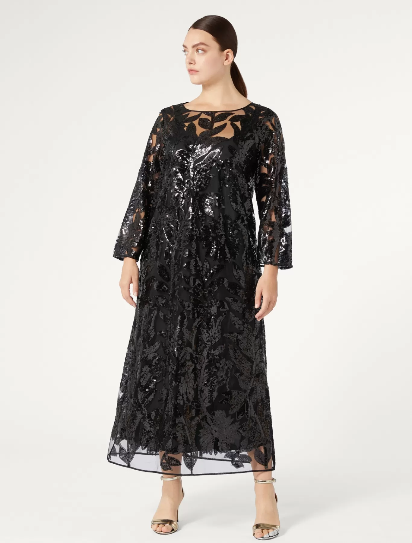 Marina Rinaldi Robes | Robes>Robe en tulle avec paillettes NOIR