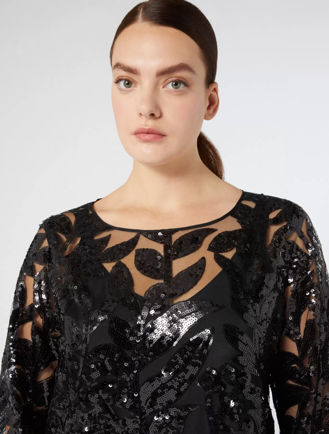 Marina Rinaldi Robes | Robes>Robe en tulle avec paillettes NOIR