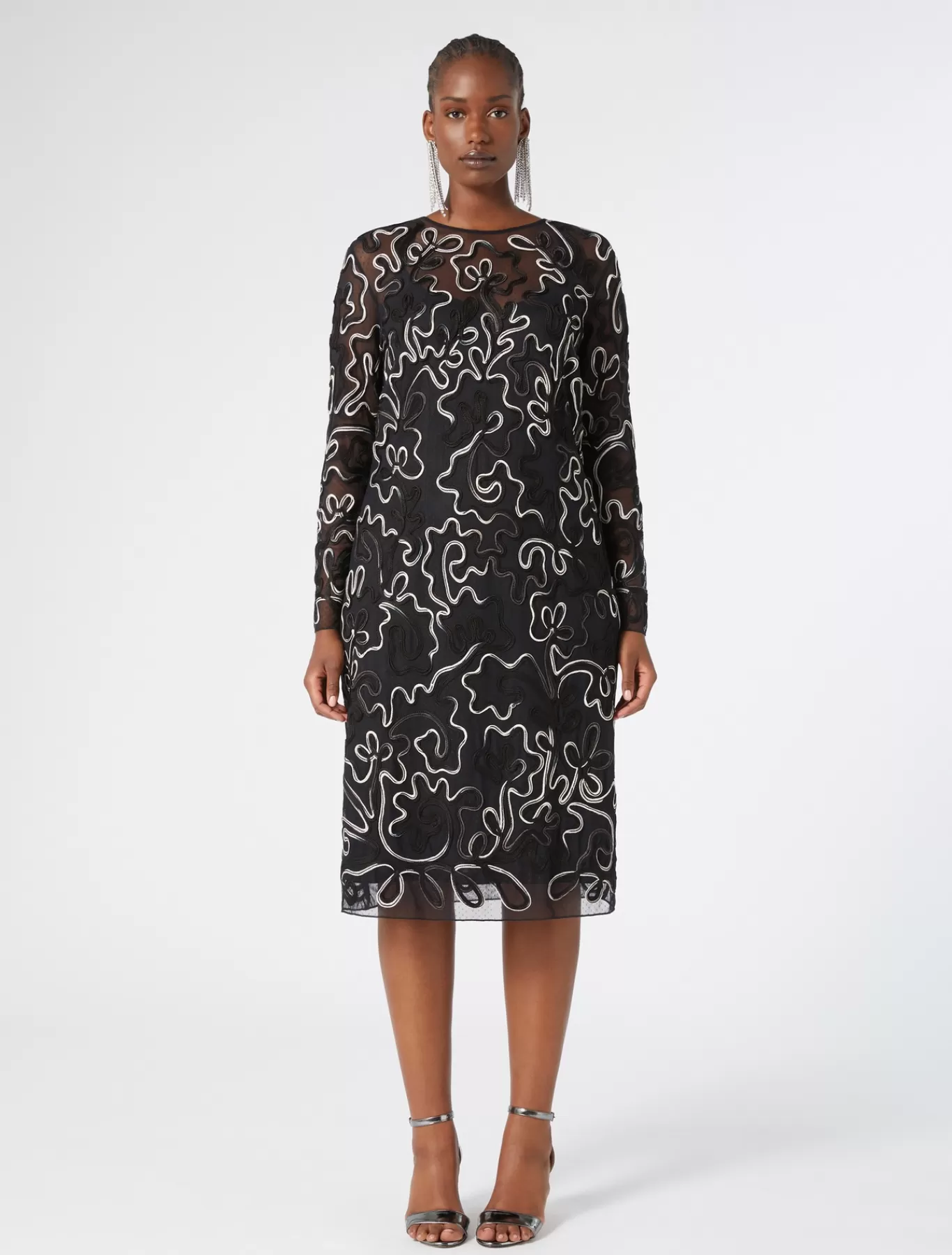 Marina Rinaldi Robes | Robes>Robe fourreau en tulle plumetis NOIR