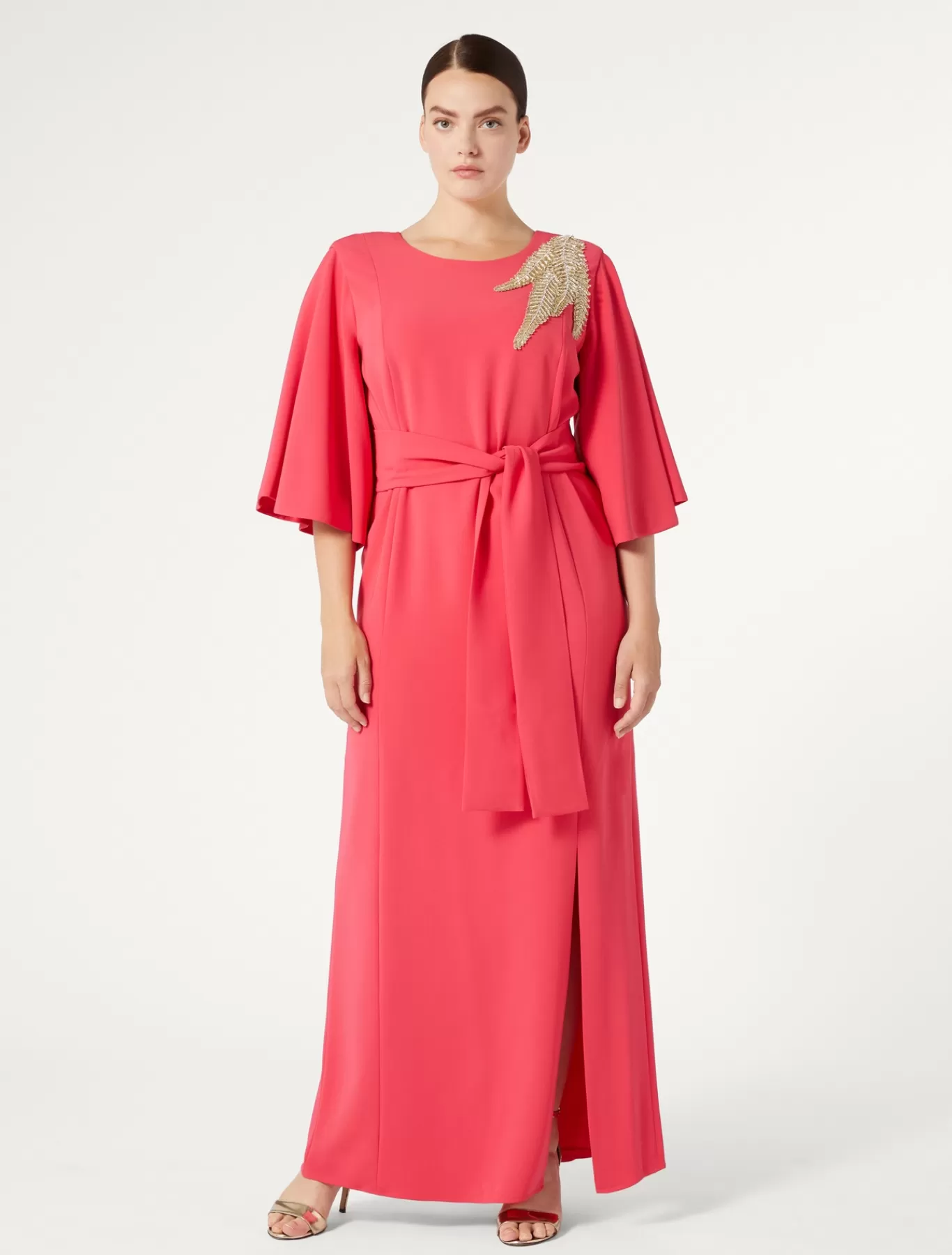 Marina Rinaldi Collection Elegante | Robes>Robe longue en cady avec broderie GERANIUM