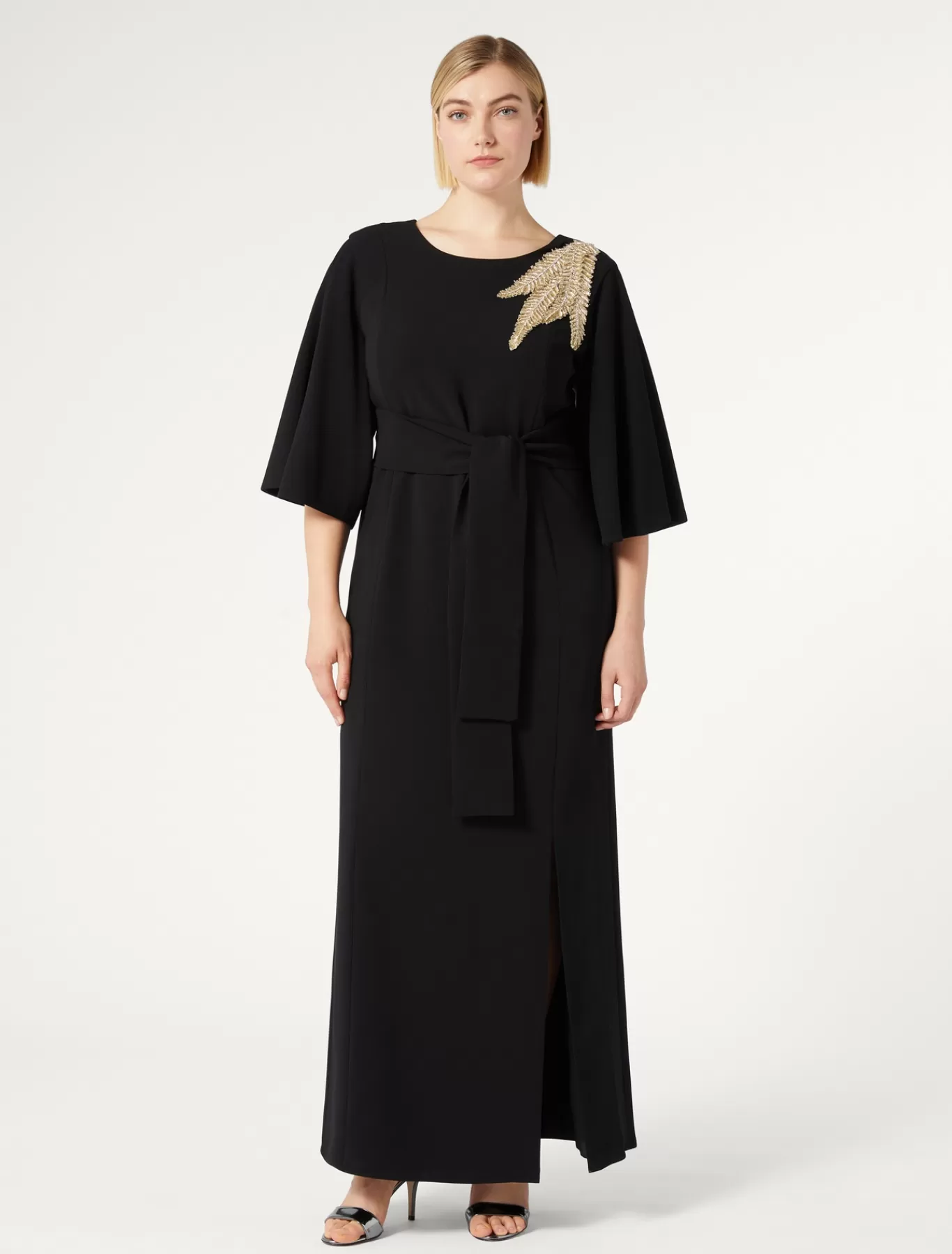 Marina Rinaldi Robes | Robes>Robe longue en cady avec broderie NOIR