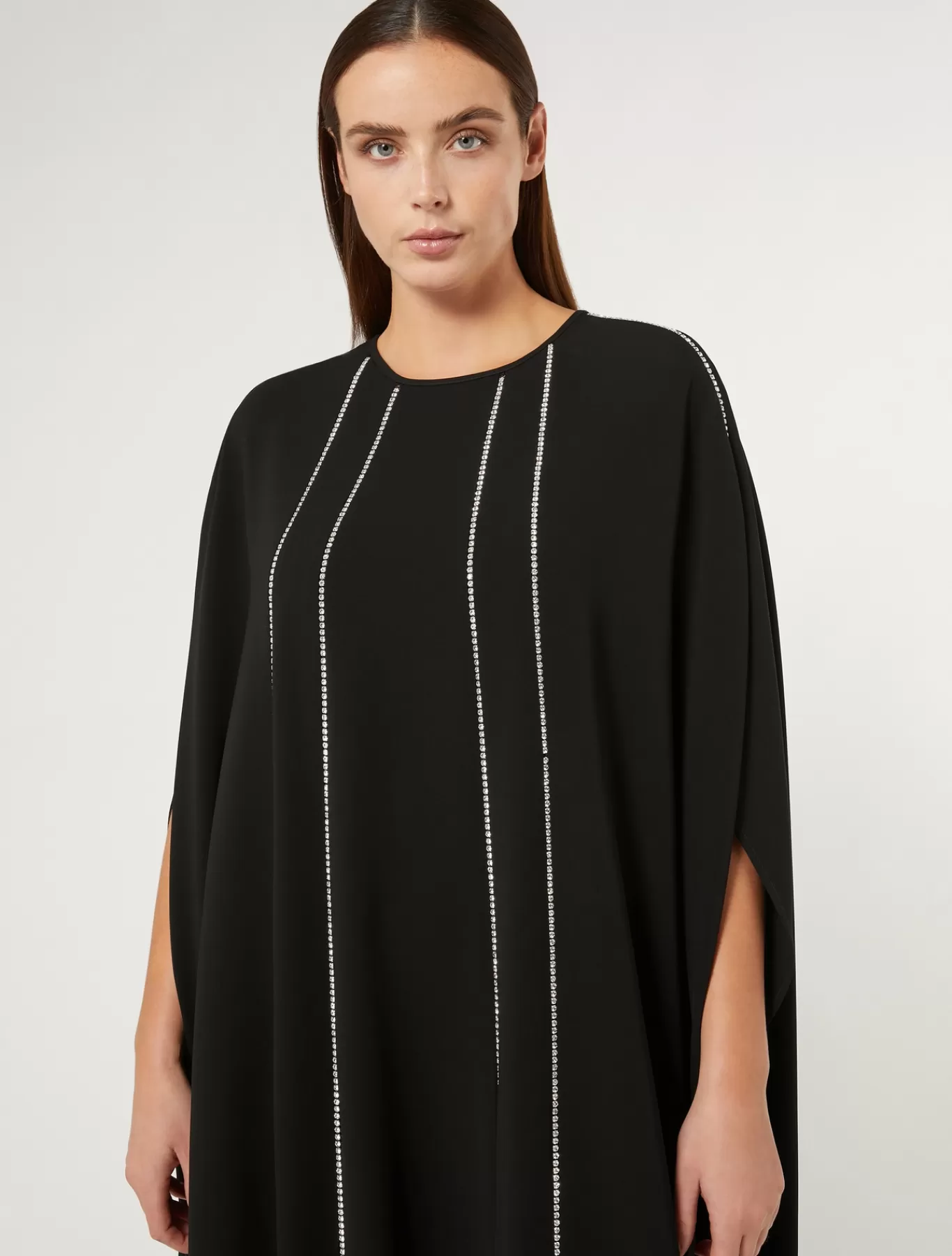 Marina Rinaldi Robes | Robes>Robe longue en cady triacétate NOIR