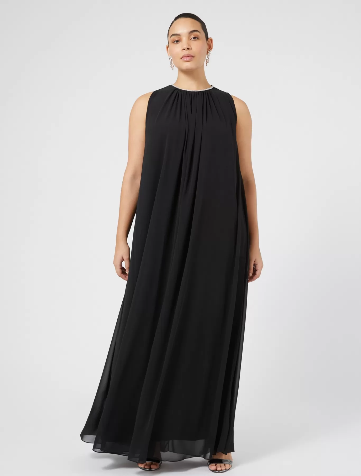 Marina Rinaldi Robes | Robes>Robe longue en crêpe georgette NOIR