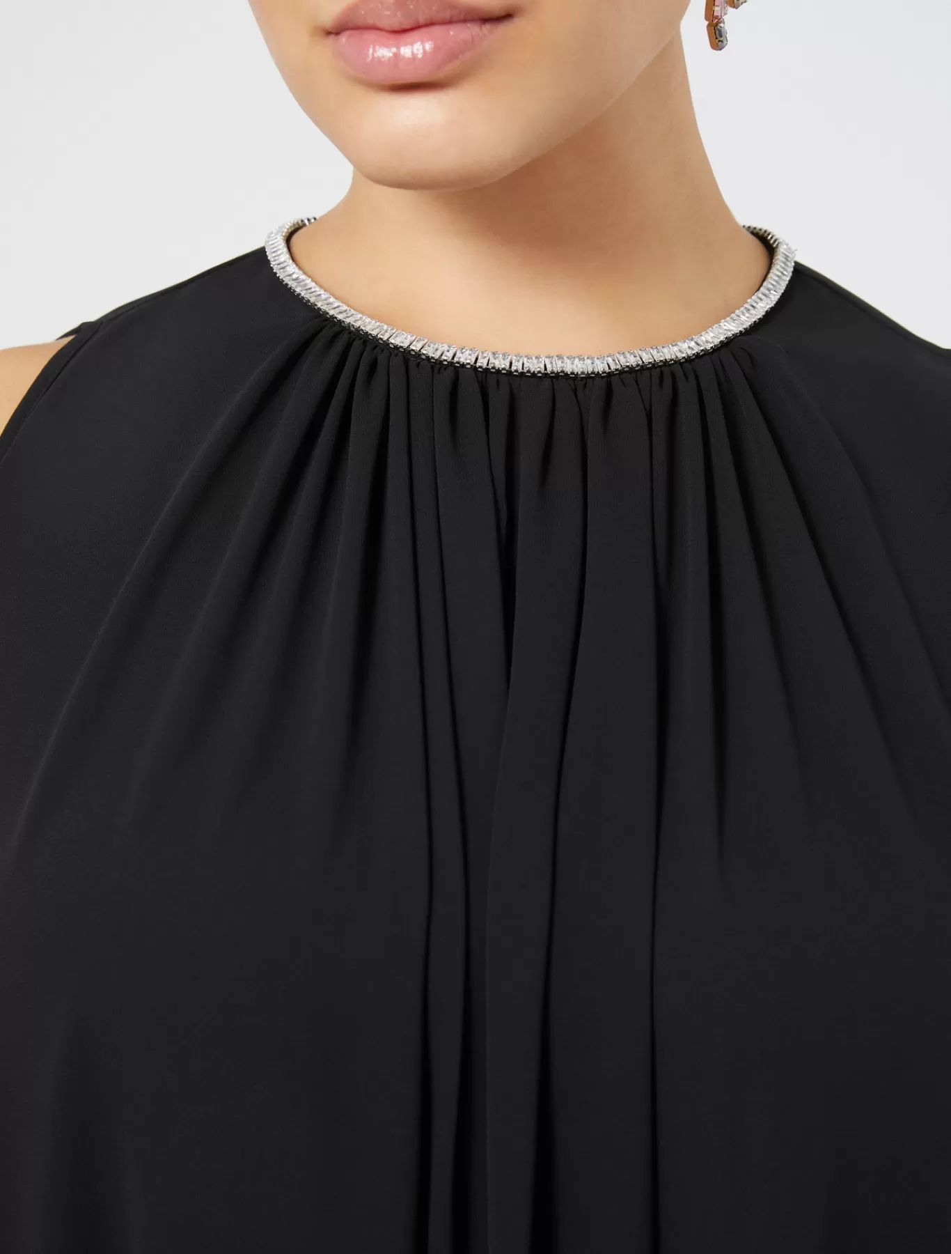 Marina Rinaldi Robes | Robes>Robe longue en crêpe georgette NOIR