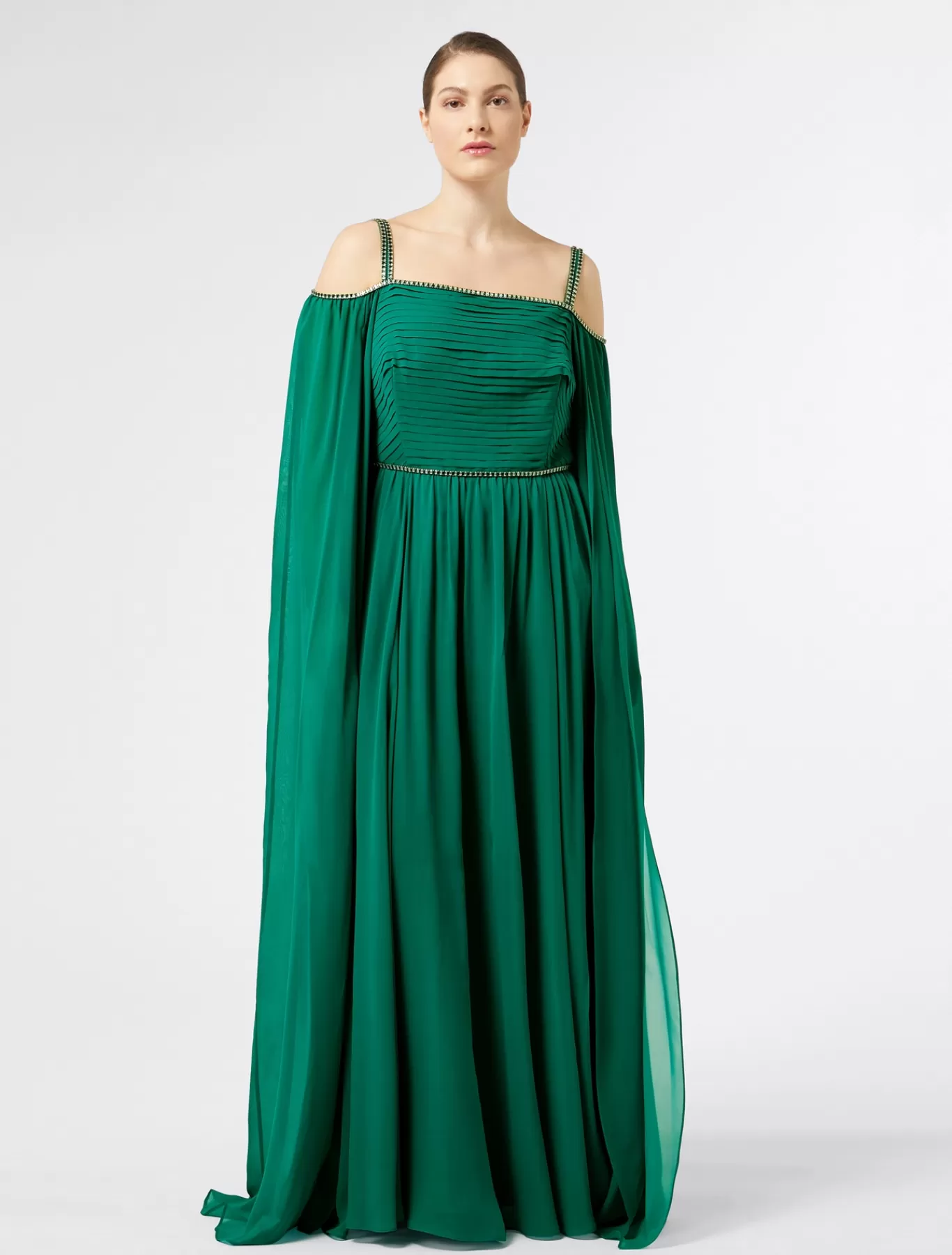 Marina Rinaldi Marina Rinaldi By Zuhair Murad>Robe longue en georgette de soie VERT