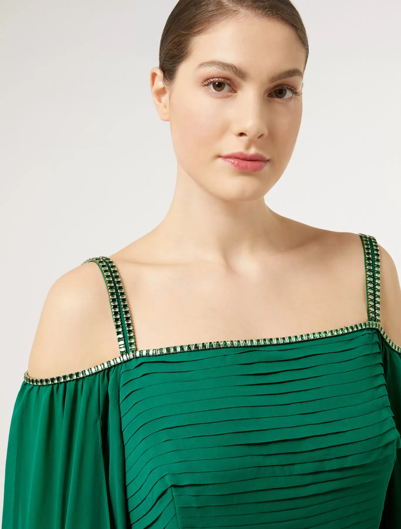 Marina Rinaldi Marina Rinaldi By Zuhair Murad>Robe longue en georgette de soie VERT