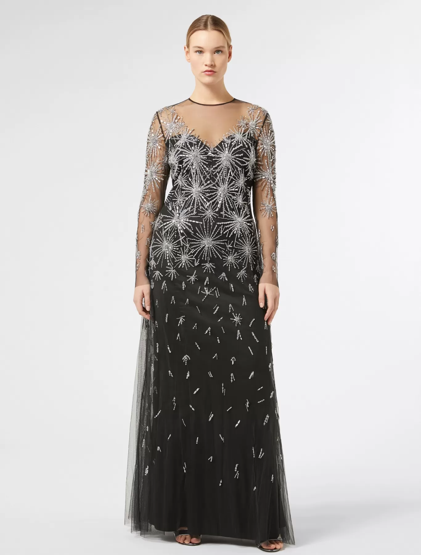 Marina Rinaldi Marina Rinaldi By Zuhair Murad>Robe longue en tulle avec broderie NOIR