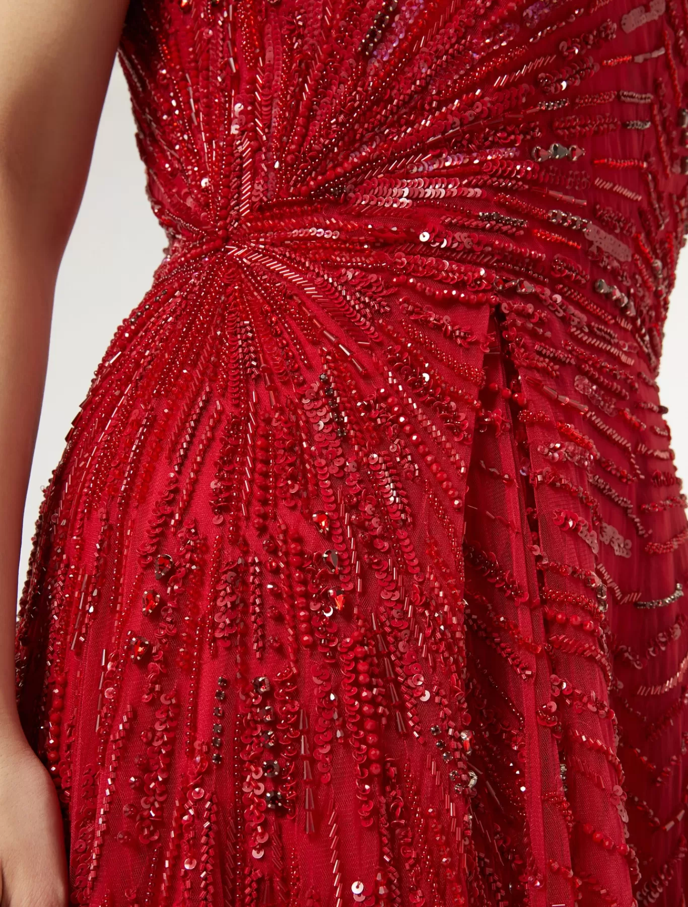 Marina Rinaldi Marina Rinaldi By Zuhair Murad>Robe longue en tulle avec broderie ROUGE