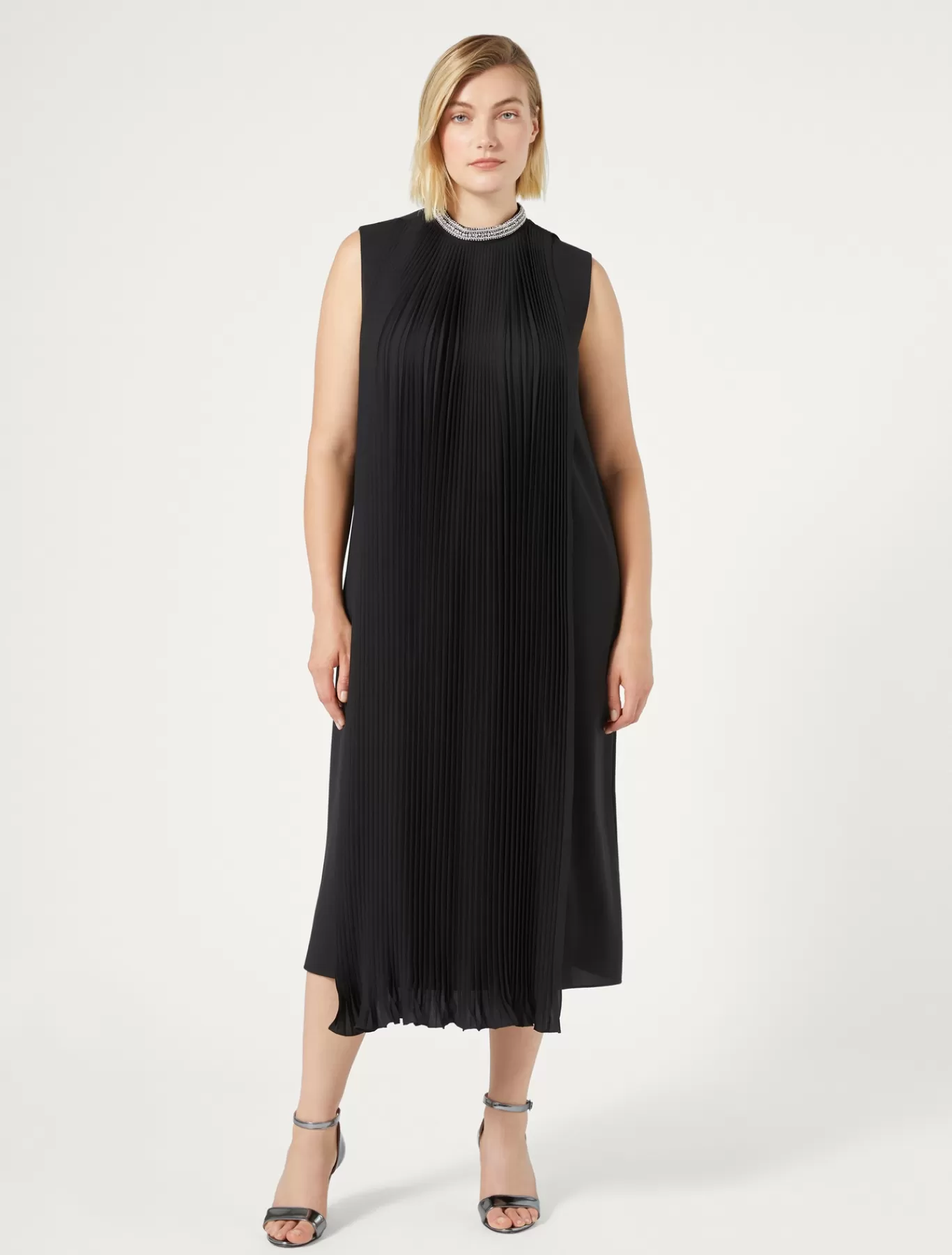 Marina Rinaldi Collection Elegante | Robes>Robe mi-longue en crêpe NOIR