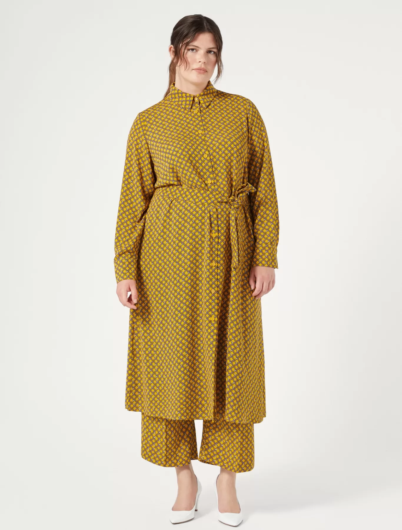 Marina Rinaldi Robes | Robes>Robe-chemise en cady JAUNE