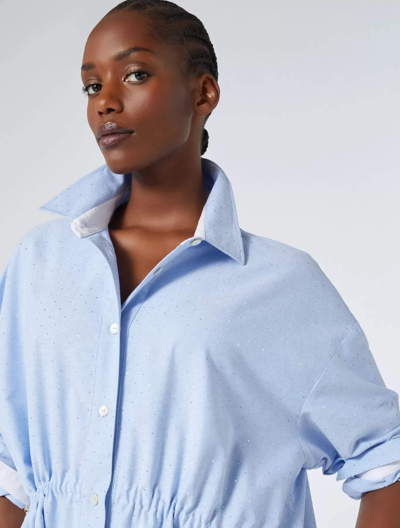 Marina Rinaldi Robes | Robes>Robe-chemise en coton Oxford AZURE