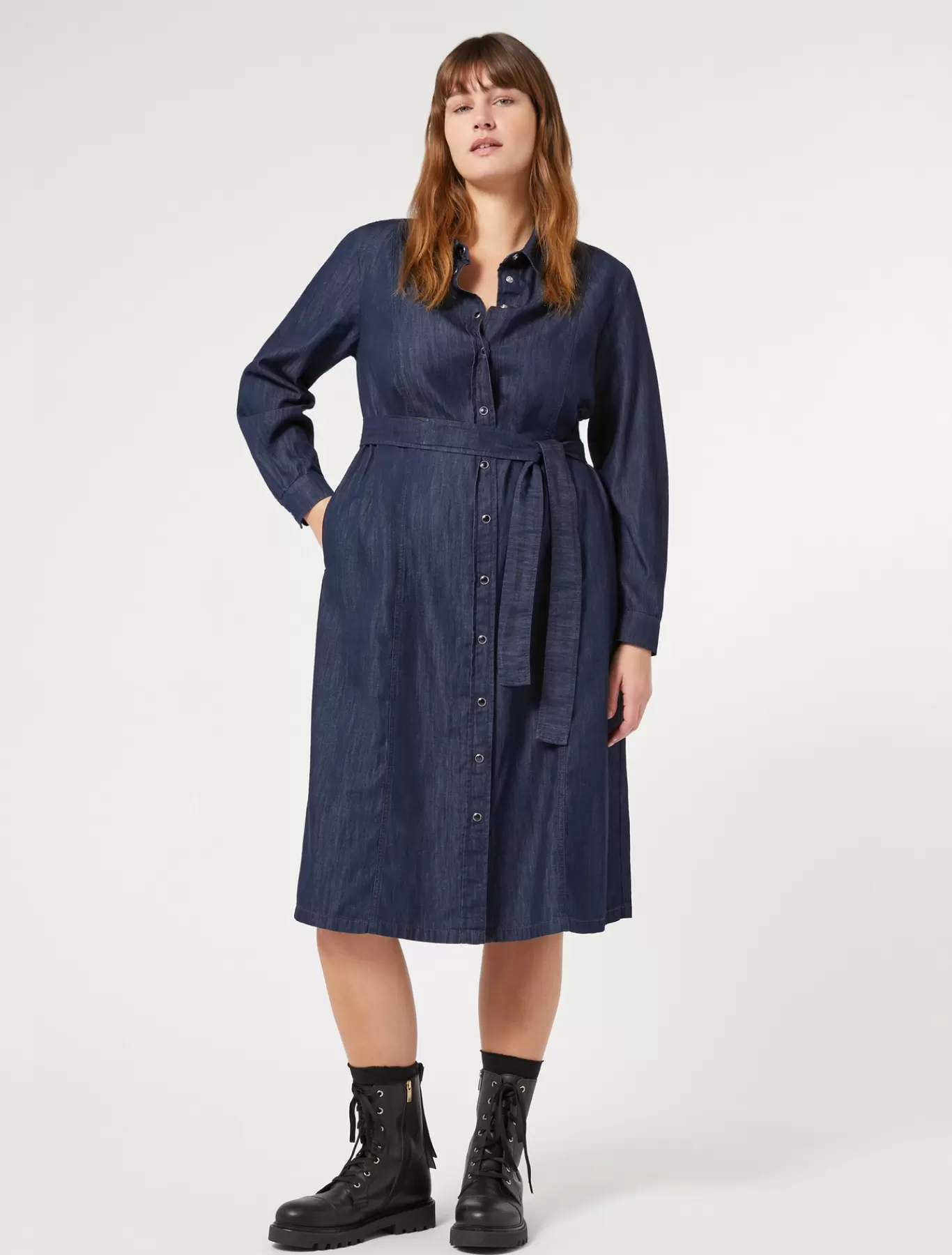 Marina Rinaldi Robes | Robes>Robe-chemise en denim léger BLEUNUIT