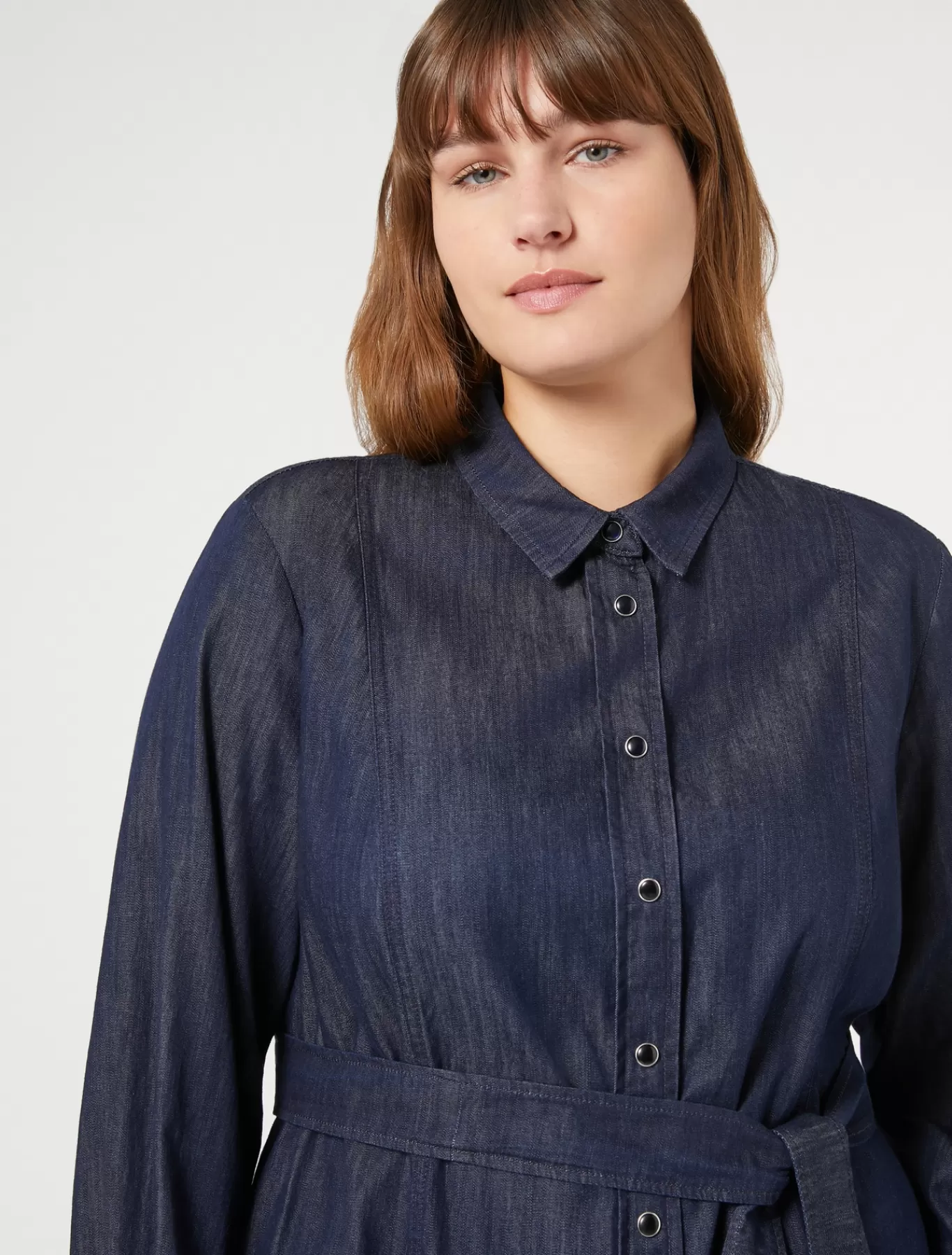 Marina Rinaldi Robes | Robes>Robe-chemise en denim léger BLEUNUIT