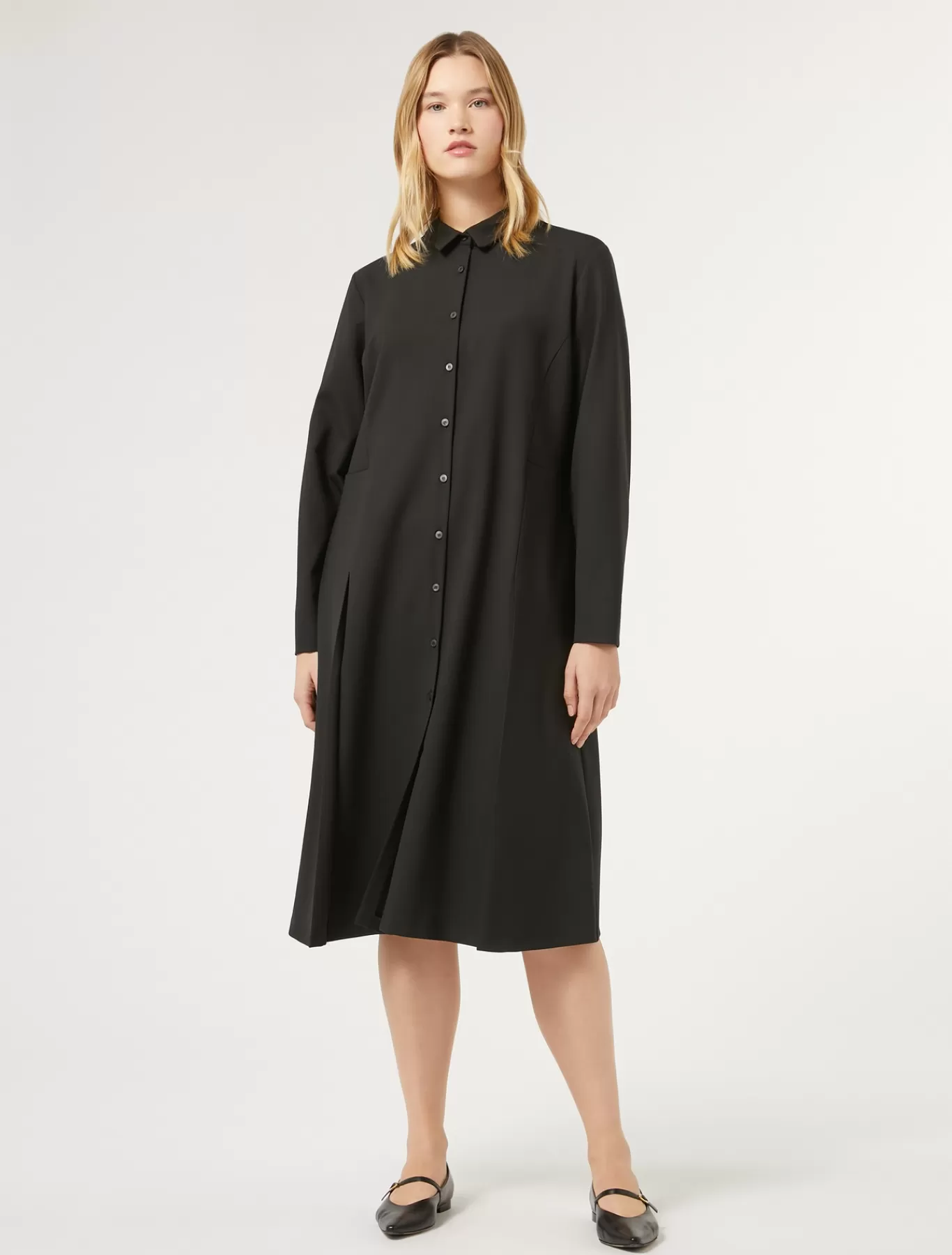 Marina Rinaldi Robes | Robes>Robe-chemise en gabardine NOIR