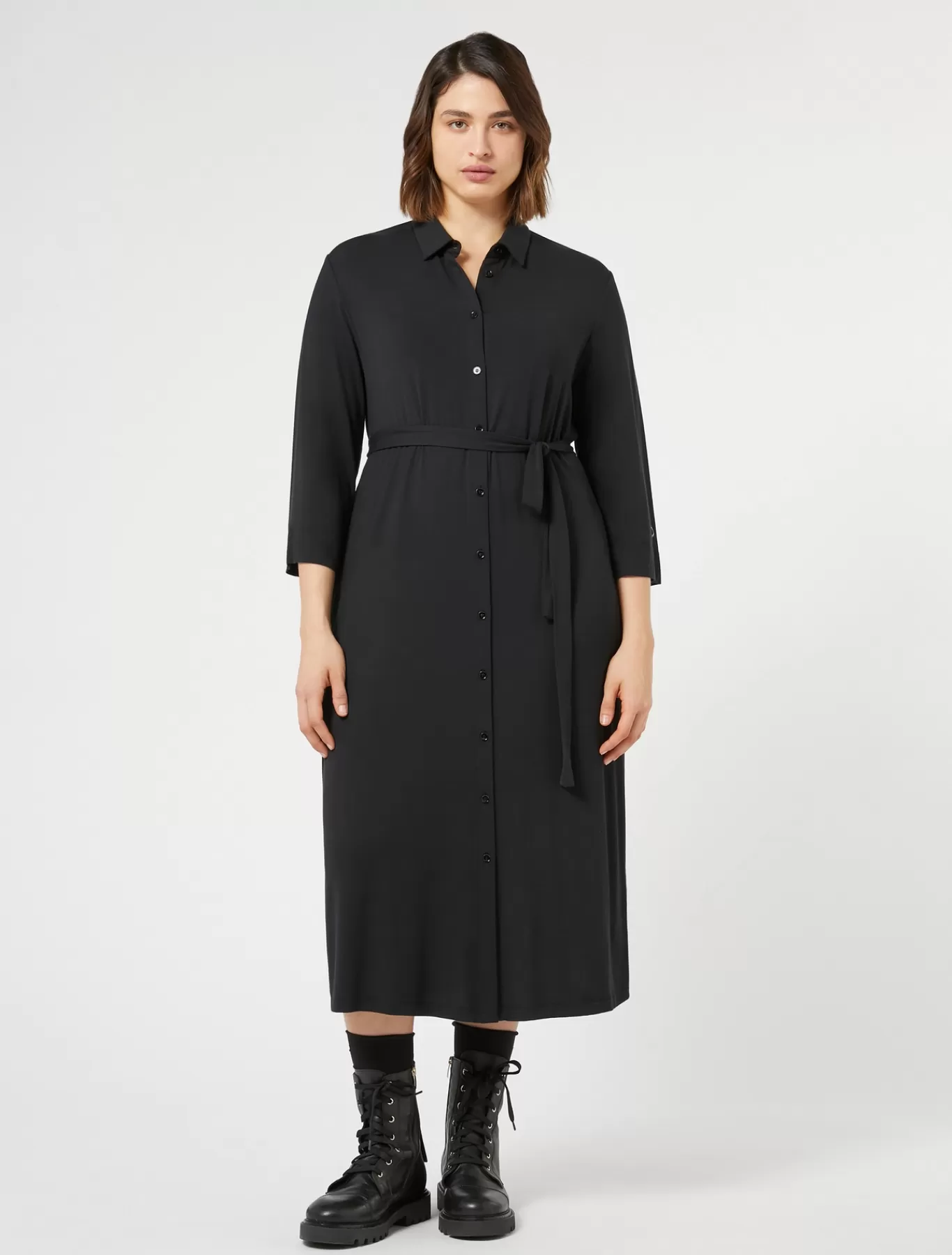 Marina Rinaldi Robes | Robes>Robe-chemise en jersey NOIR