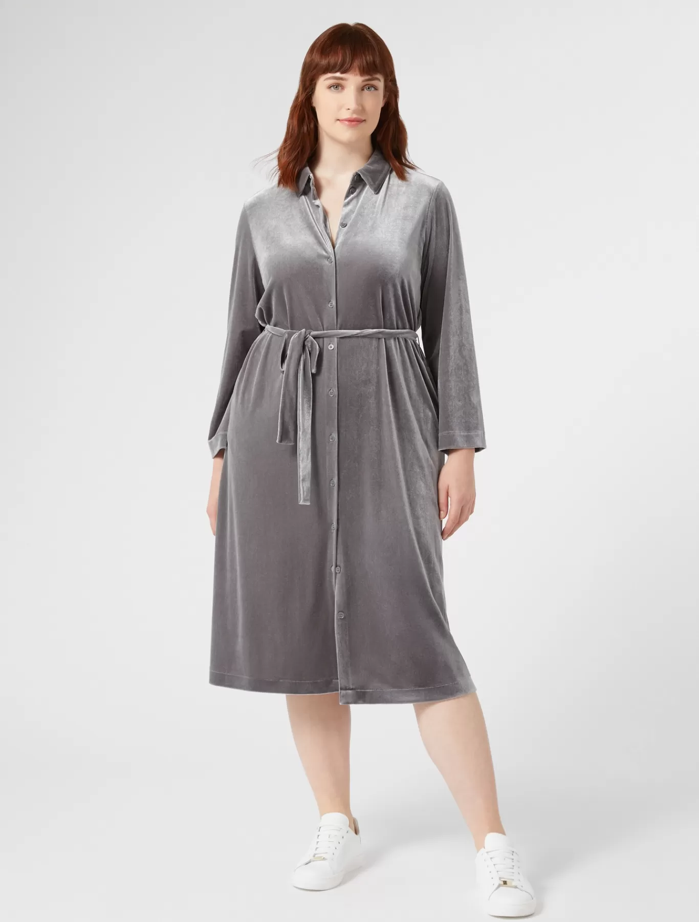 Marina Rinaldi Robes | Robes>Robe-chemise en jersey de velours GRISFONCE