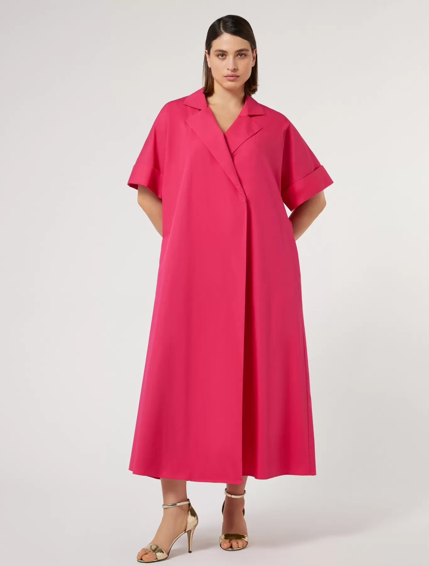 Marina Rinaldi Robes | Robes>Robe-chemise en popeline FUCHSIA