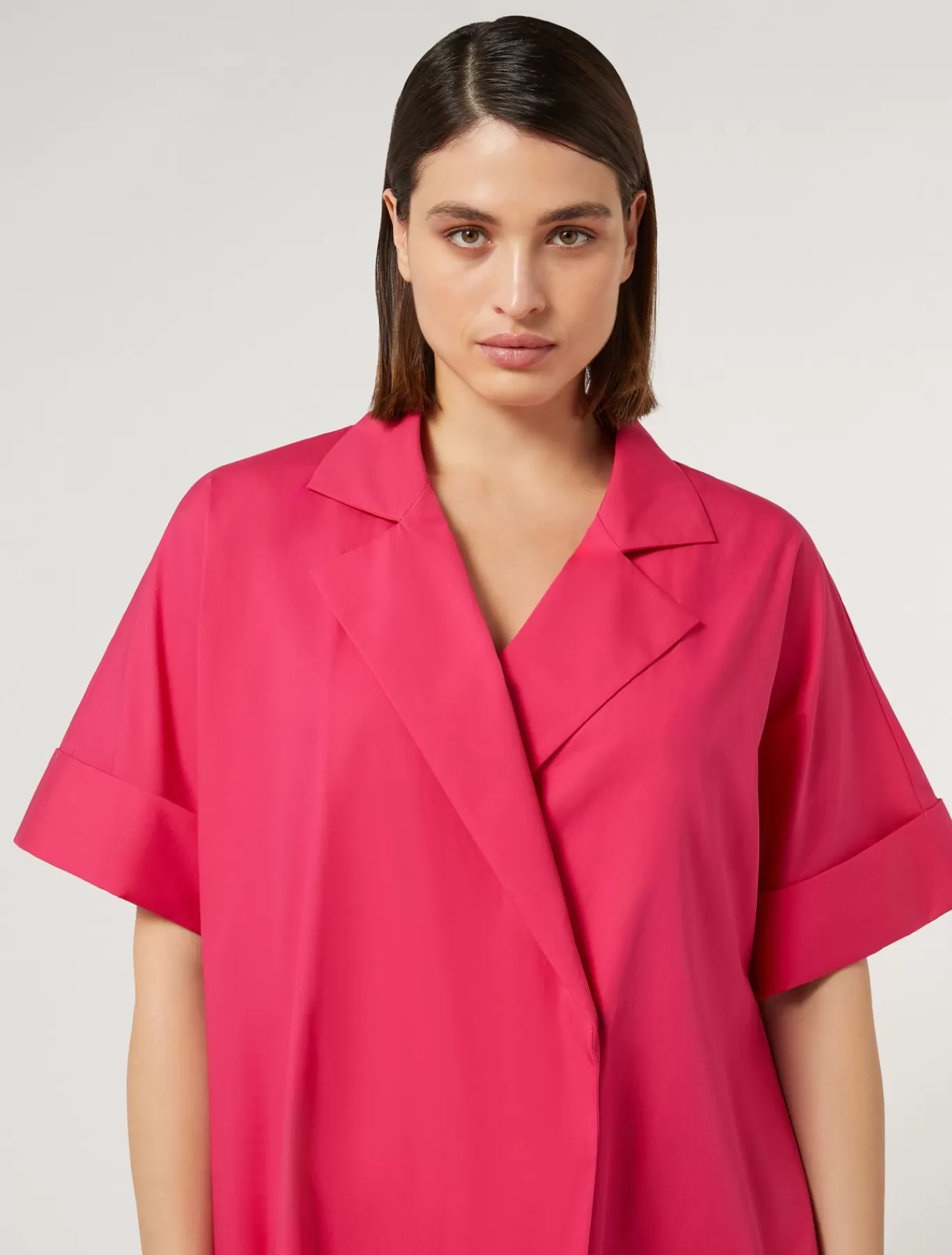 Marina Rinaldi Robes | Robes>Robe-chemise en popeline FUCHSIA